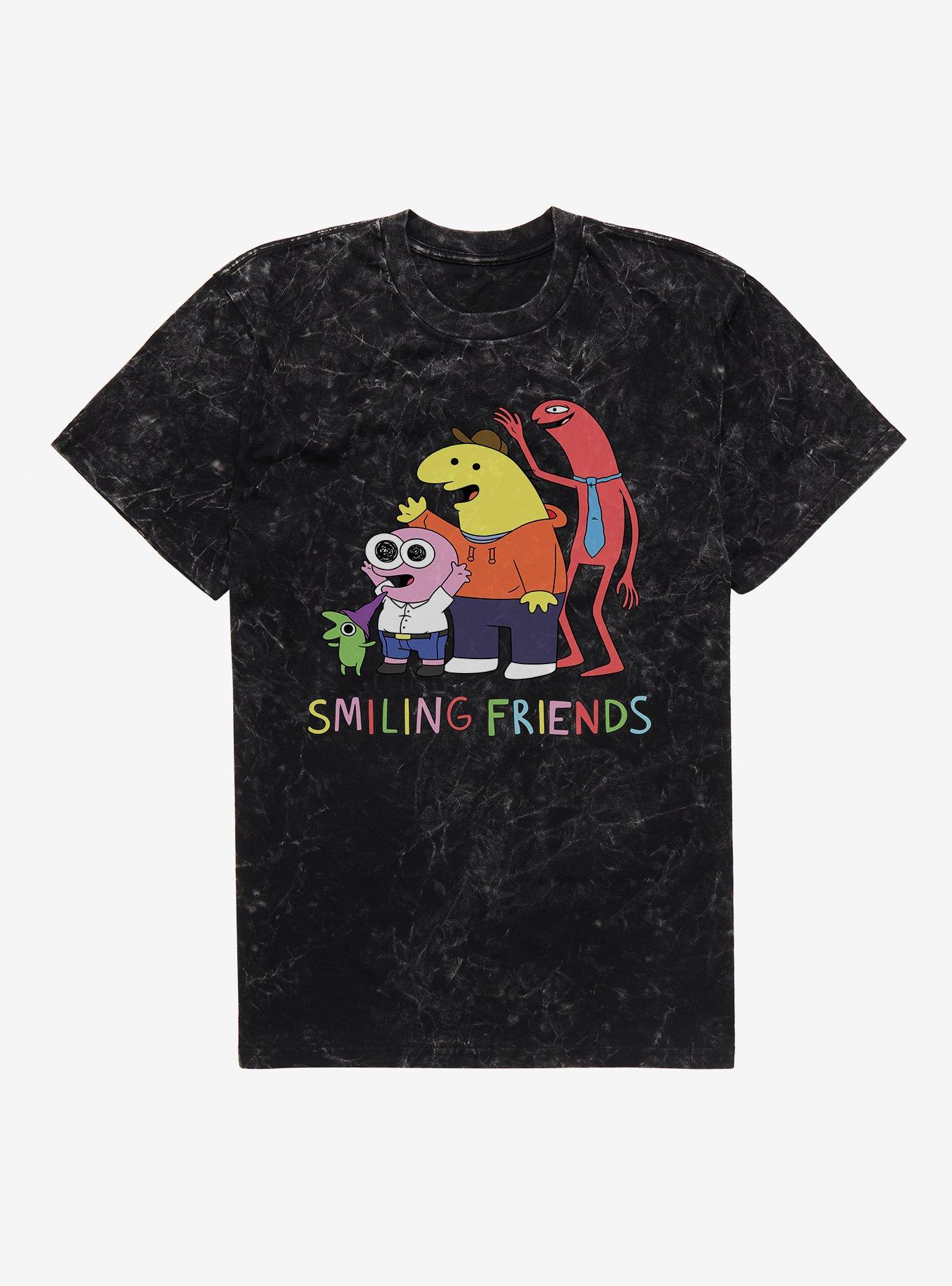 Smiling Friends Waving Mineral Wash T-Shirt | Trending Graphic Tee For Fans