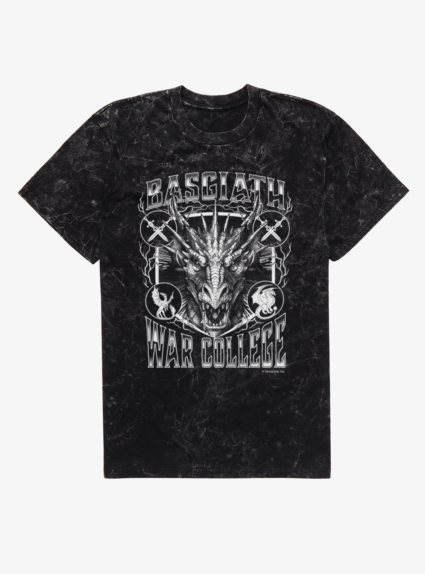 Fourth Wing Basgiath War College Dragon Head Mineral Wash Hot Topic Excluisve T-Shirt | Trending Graphic Tee For Fans
