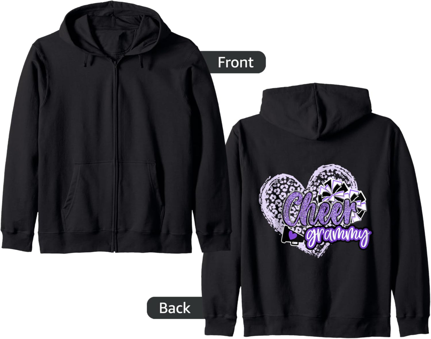 Cheer Grammy Shirt Megaphone Purple Leopard Cheetah Print Zip Hoodie Hoodie Premium Print US Top Pick