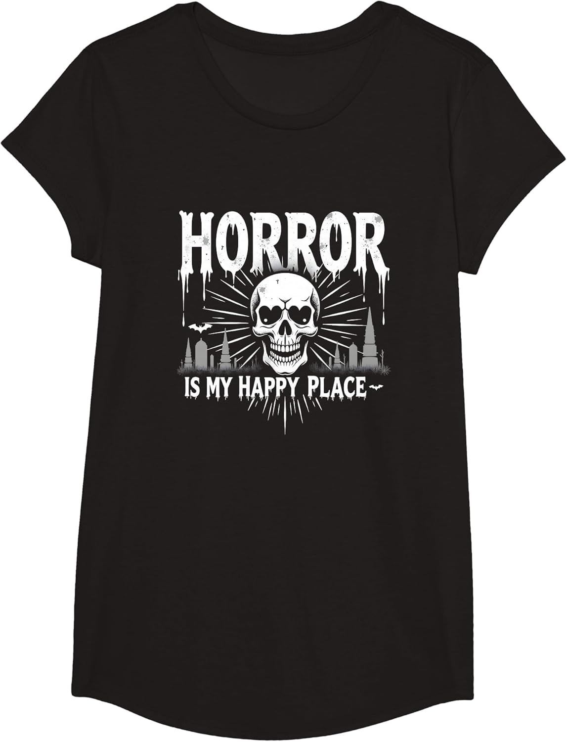 Horror is My Happy Place Skull Spooky Gothic Fan Gift Apparel | Trending 2025 | Daily Wear Essential