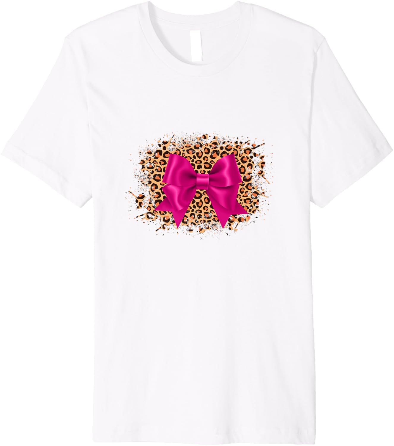 Pink Bow Leopard Cheetah Women Teens Y 2k Bow Ribbons print Premium T Shirt High Search Demand US Top Pick