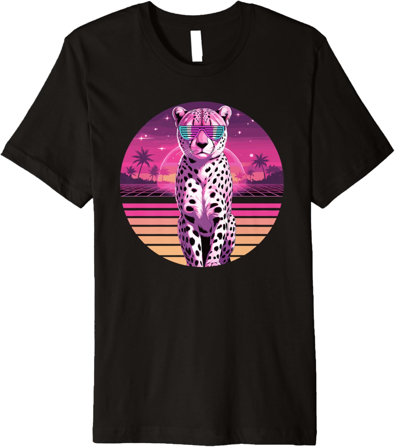 Retro Synthwave Cheetah Sunglasses Cheetahs Premium Apparel Trending US Best Seller Look
