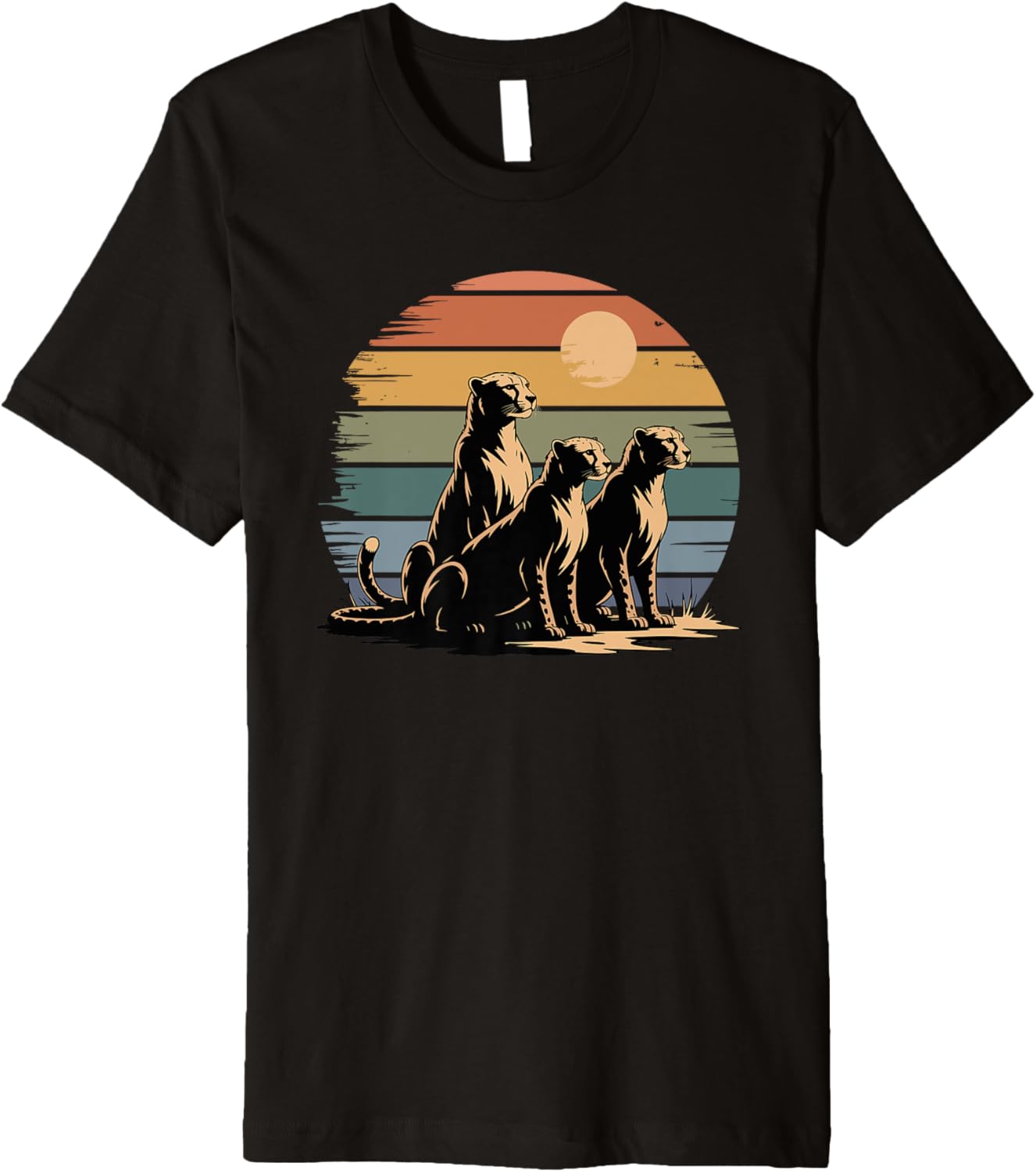 Retro Sunset Cheetah Silhouette Premium Apparel Premium Print Best Seller Look