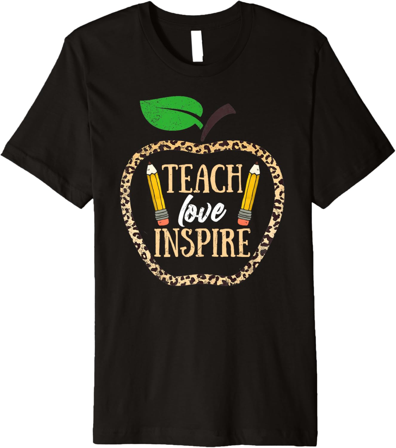 Teach Love Inspire Leopard Cheetah Print Apple Teacher Premium Apparel Viral TikTok Find Fan Favorite