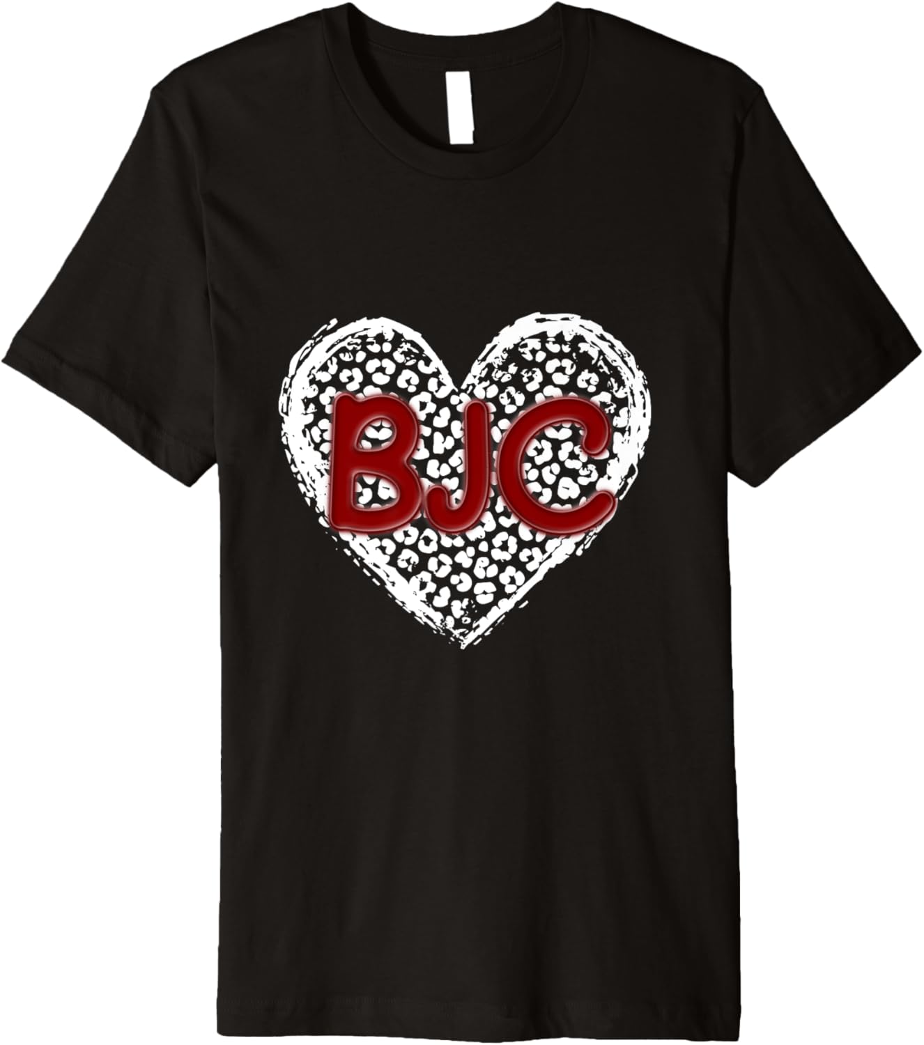 BJC Maroon Initials Leopard Cheetah Heart Trendy Premium Apparel Premium Print Best Seller Look