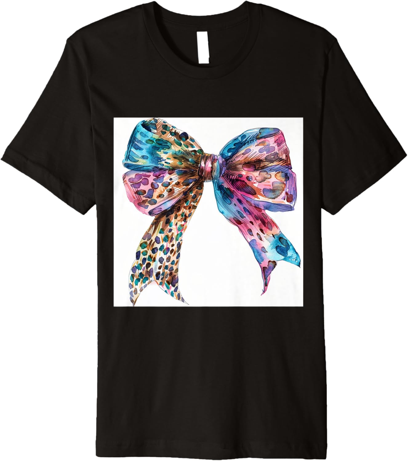 Bow in Watercolor Aesthetic cheetah leopard pattern Bow Premium Apparel Trending US Gift Ready