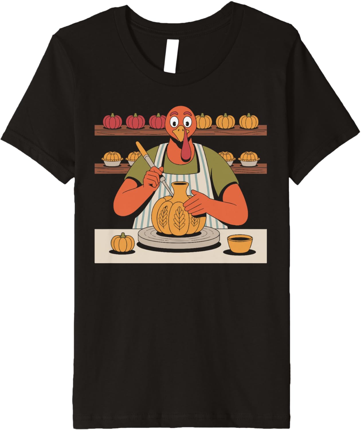 Funny Thanksgiving Turkey Pottery Maker with Autumn Pumpkins Premium Apparel | High Search Volume | Must-Have Style