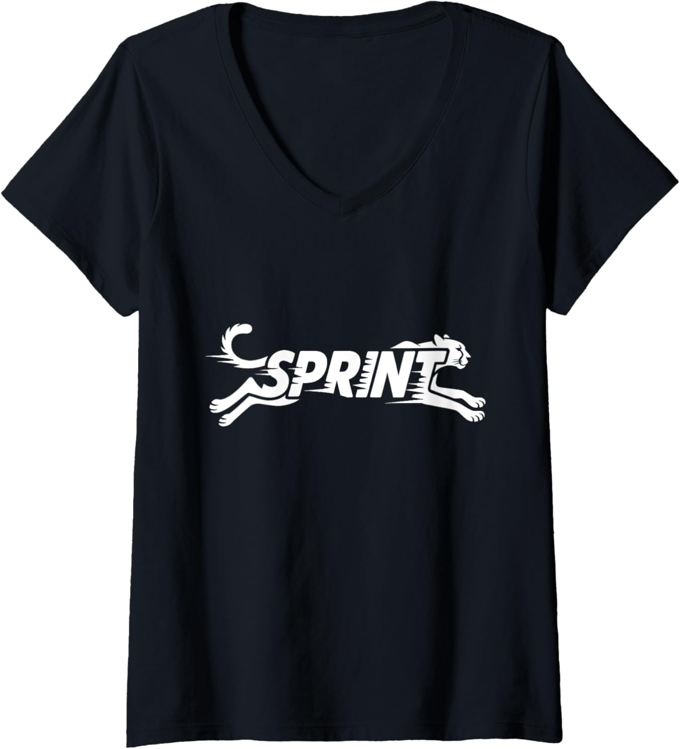 Womens Sprint Cheetah Word Art Track Speed Training Design V Neck Apparel Viral TikTok Find Fan Favorite