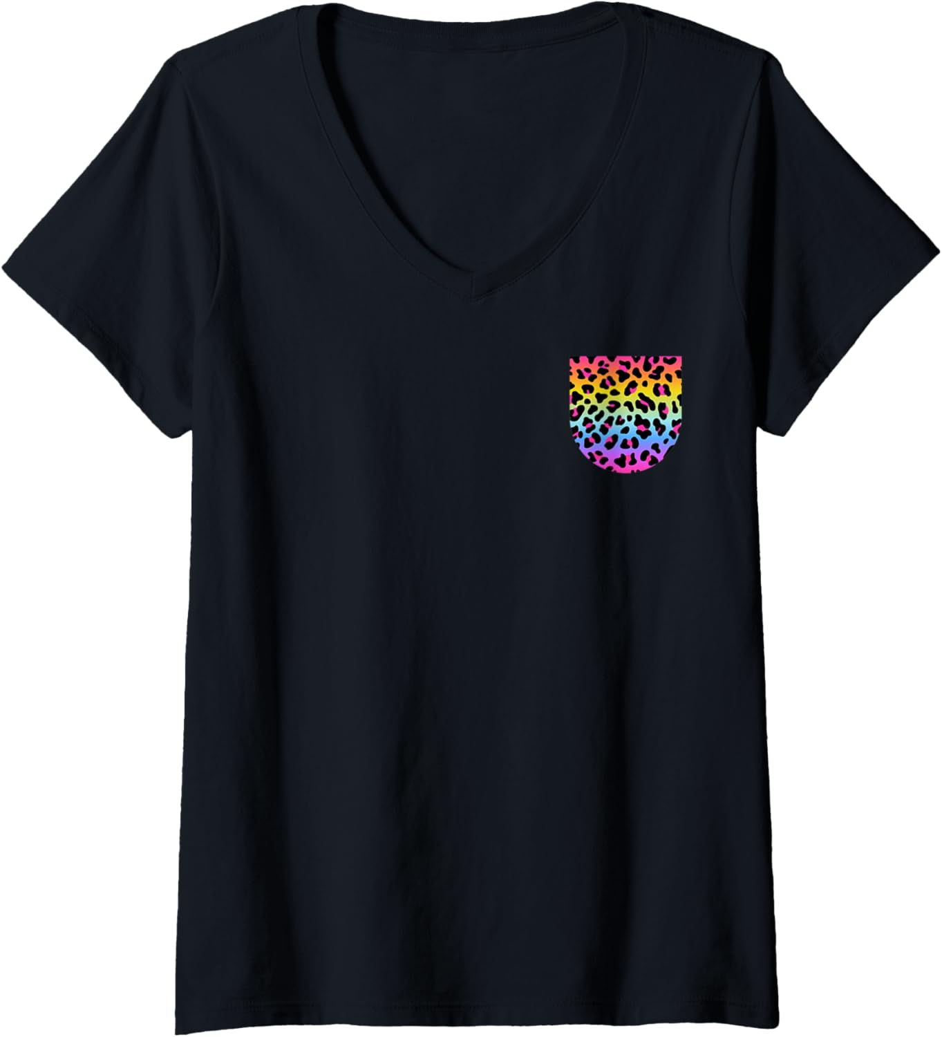 Womens Leopard Print Pocket Colorful Design for An Wild Cat Lover V Neck Apparel Comfort Fit Best Seller Look