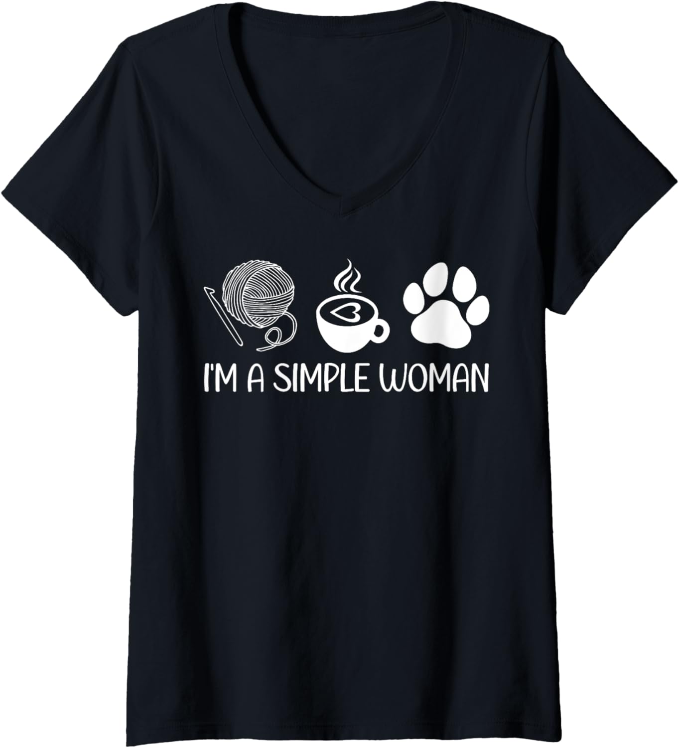 Womens Women Knitting Funny Knitters Coffee Lover Dog Owner Yarn V-Neck Yarn Supply | Viral US Pick | Perfect for Cra...