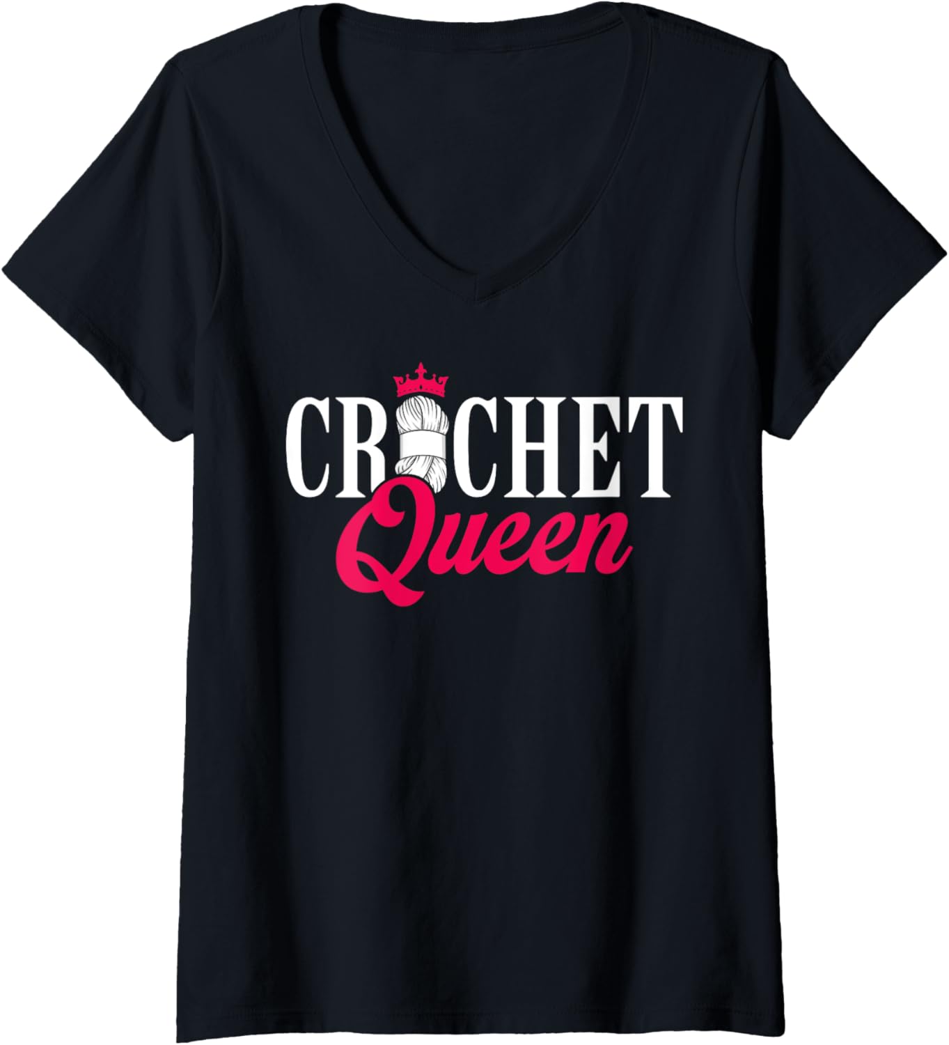 Womens Crochet Queen Yarn Lover Crocheting Enthusiasts V-Neck Yarn Supply | High Search Volume | High CTR Title