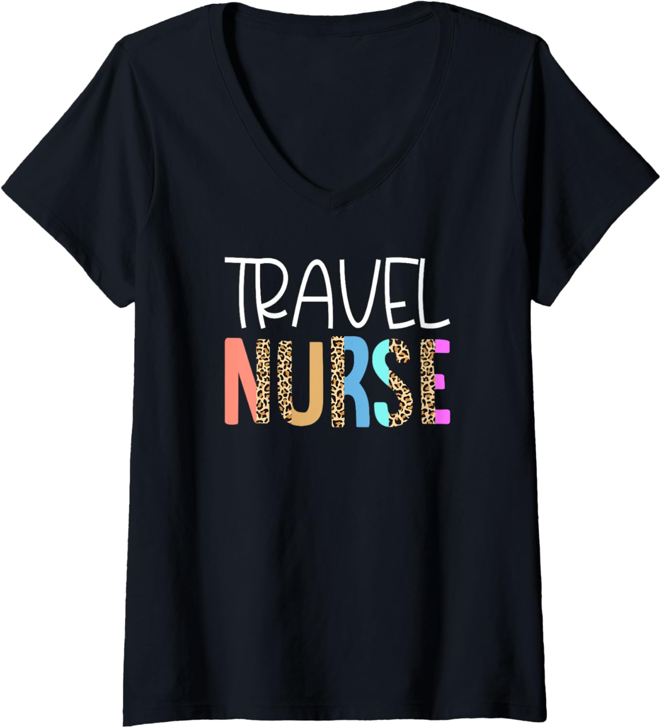 Womens Travel Nurse Bohemian Cheetah Leopard Print Pattern V Neck Apparel Trending US Best Seller Look