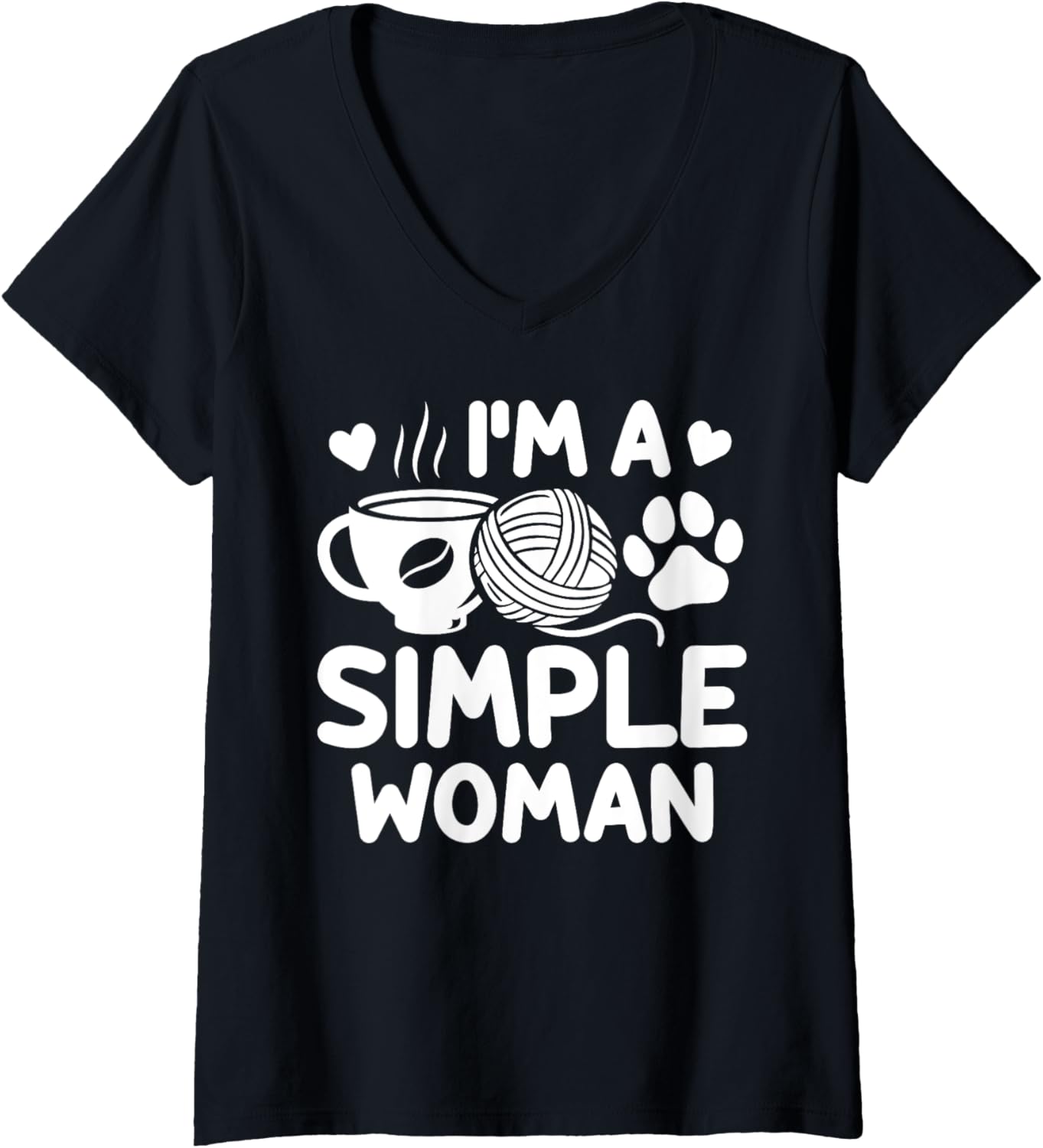 Womens Simple Woman Coffee Yarn Paw Crocheting Dog Lover V-Neck Yarn Supply | Top Rated | Customer Favorite