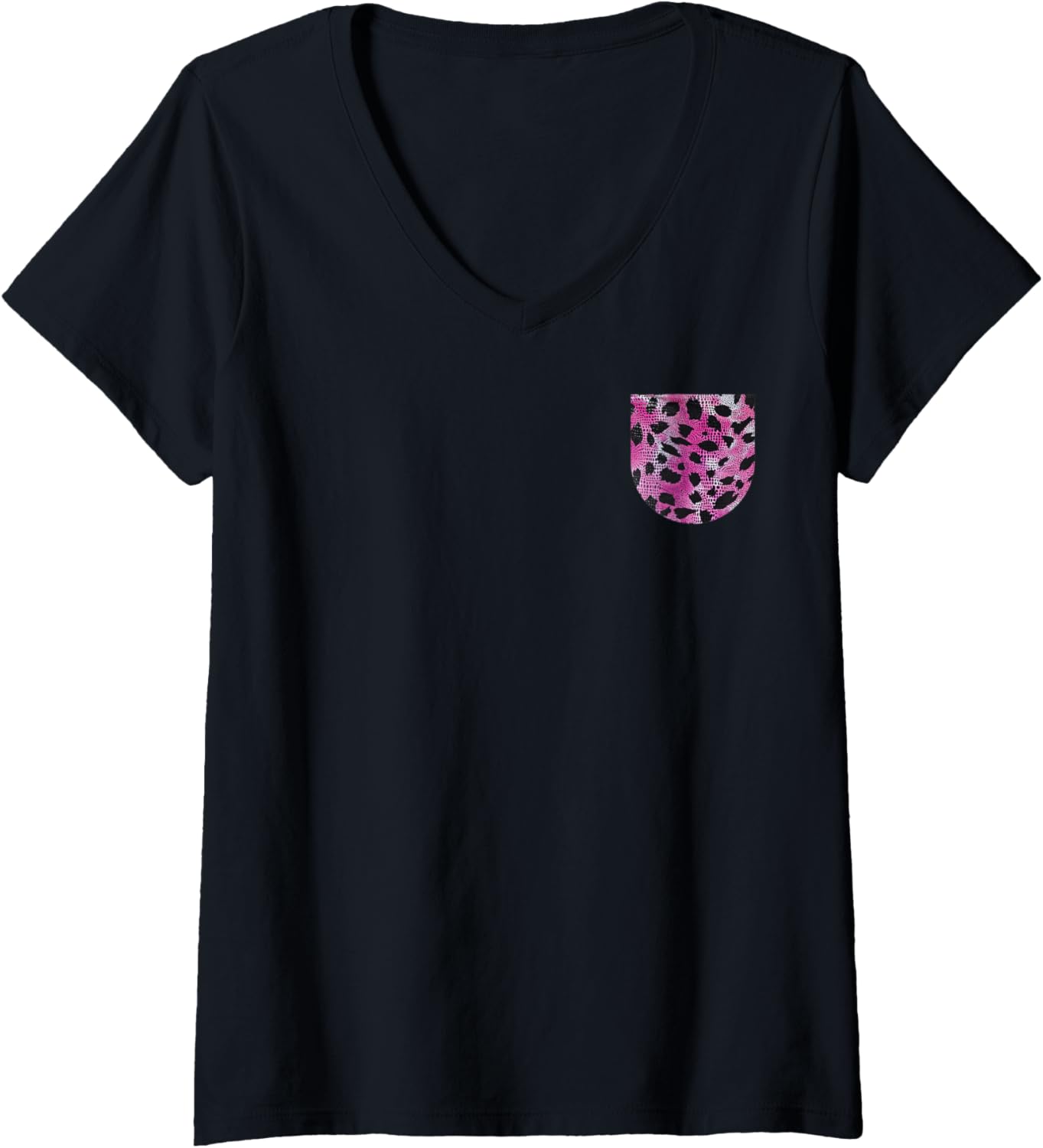 Womens Pink Leopard Print Purple Pocket Design A Wild Animal Fan V Neck Apparel Viral TikTok Find US Top Pick