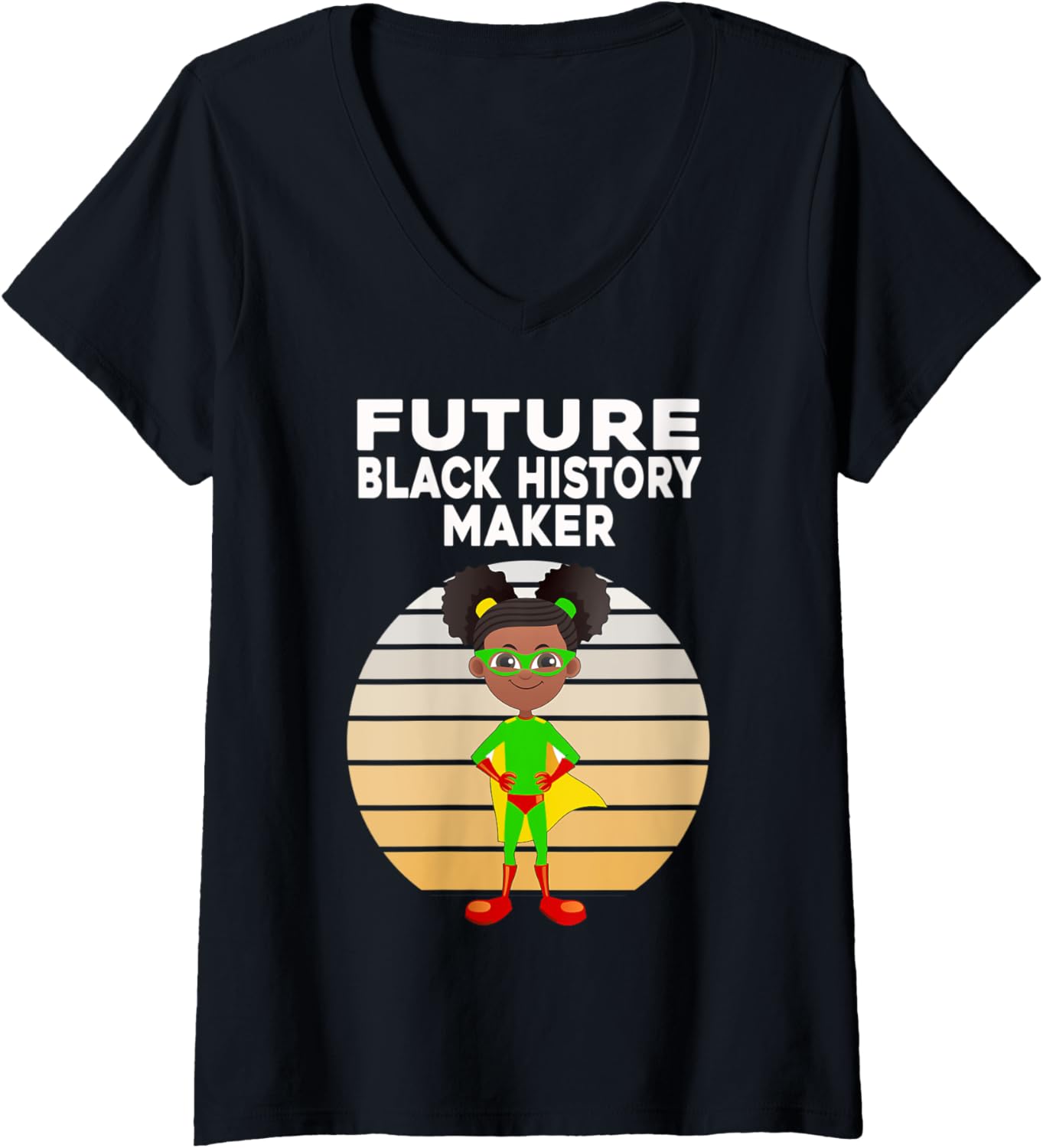 Womens Future Black History Maker Juneteenth Afro American Girls V-Neck T-Shirt | US Viral Style | Comfort Daily Wear