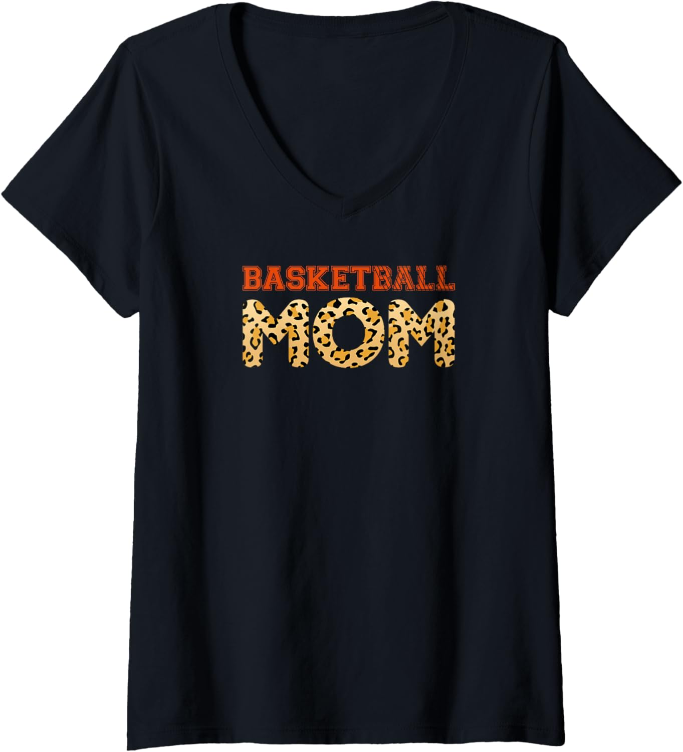 Womens Basketball Mom Sporty basket ball cheetah print V Neck Apparel Comfort Fit Gift Ready