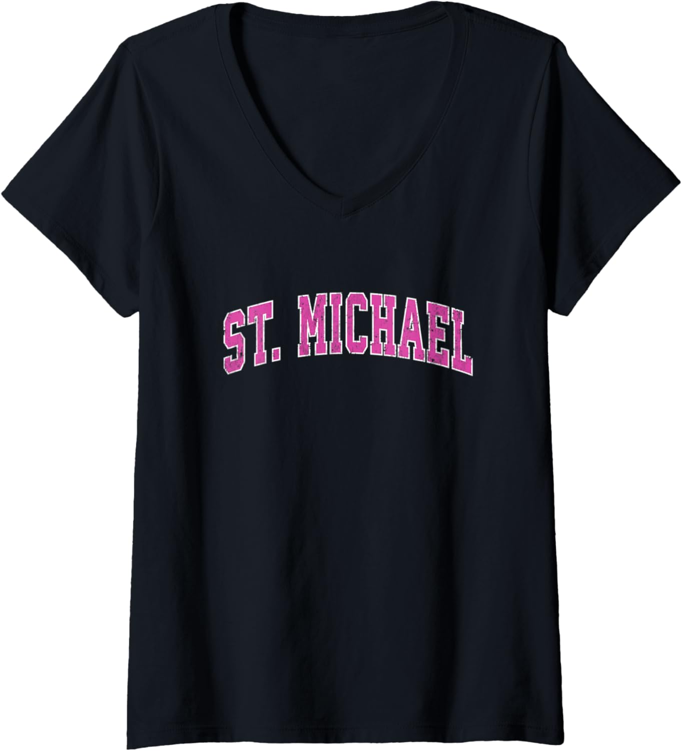 Womens St. Michael Minnesota MN Vintage Sports Design Pink Design V-Neck Apparel | Viral Streetwear Style