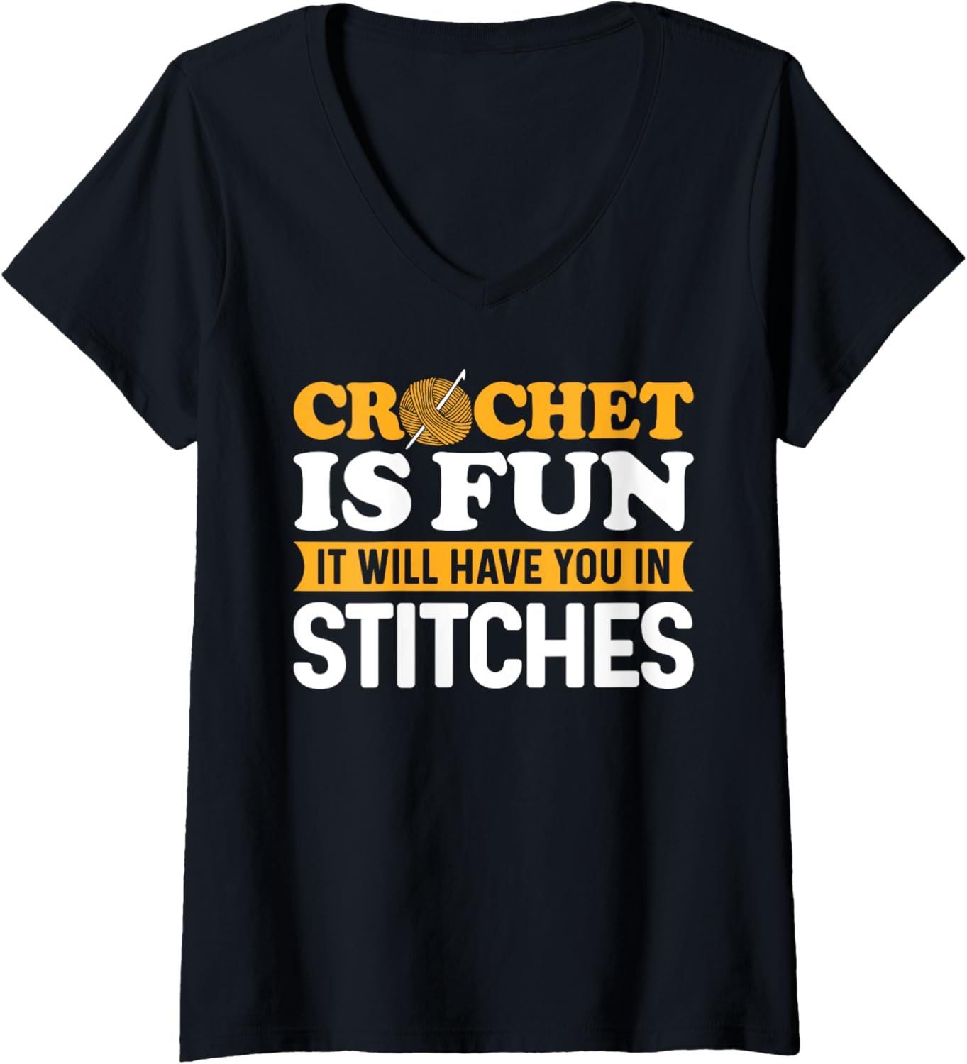 Womens Crochet Is Fun Yarn Lover Funny Crocheting Enthusiasts V-Neck Yarn Supply | Viral US Pick | Best Seller Choice