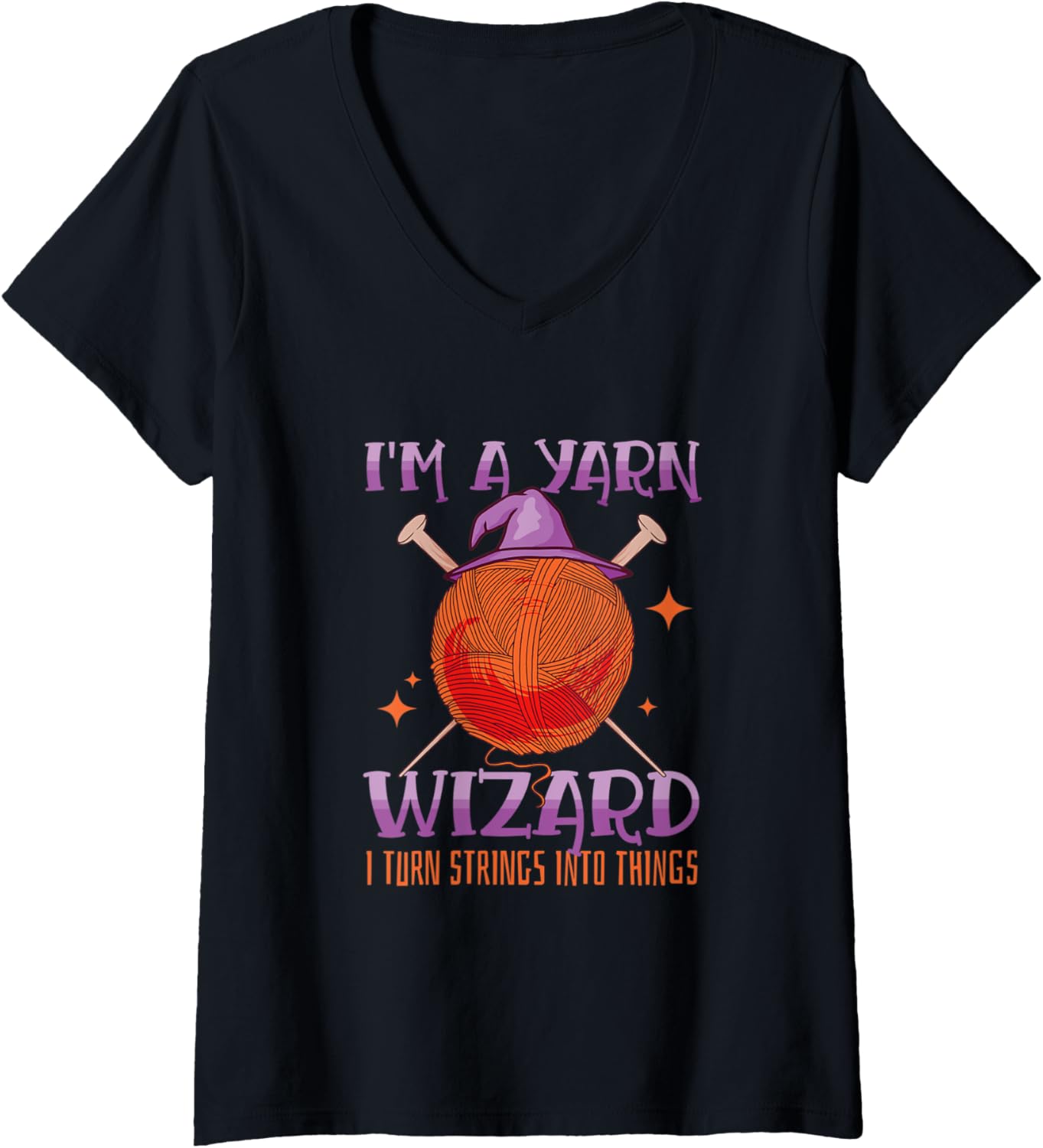 Womens Yarn Wizard I Turn It Into Things Weaving Yarn V-Neck Yarn Supply | Viral US Pick | Perfect for Crafters