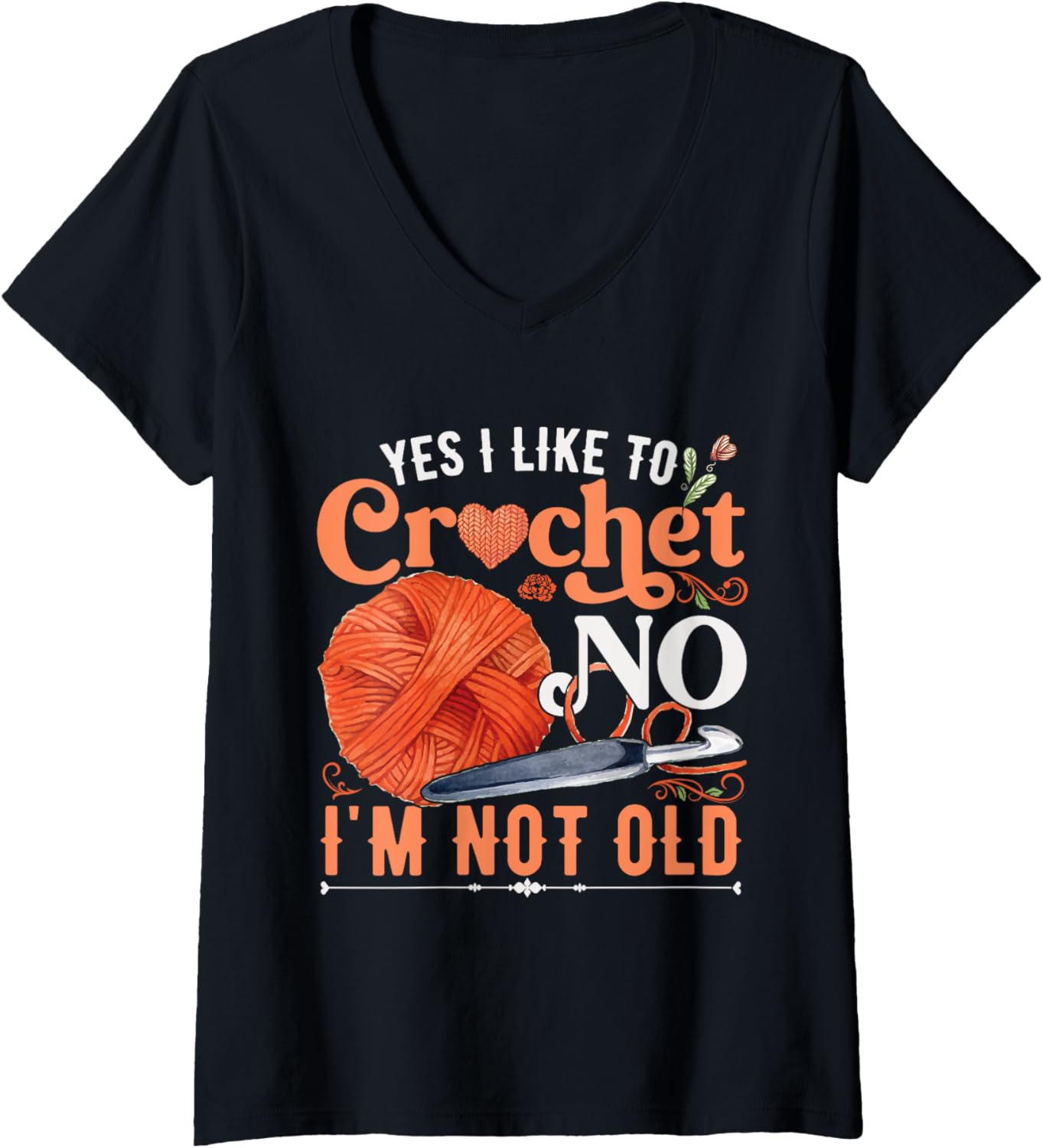 Womens Yarn Crocheter Crochet Crocheting V-Neck Yarn Supply | Viral US Pick | Customer Favorite