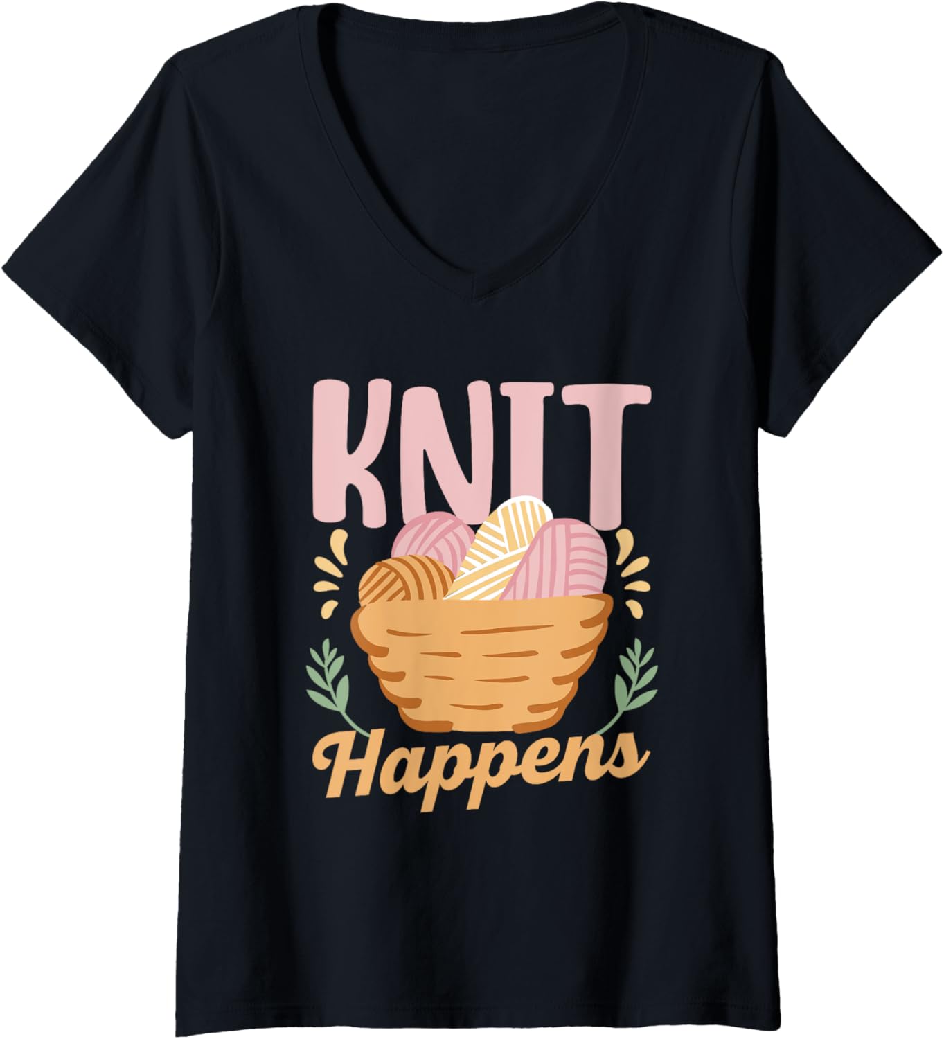 Knit Happens Hobby Yarn Knitter Knitting V-Neck Yarn Supply | Premium Quality | High CTR Title