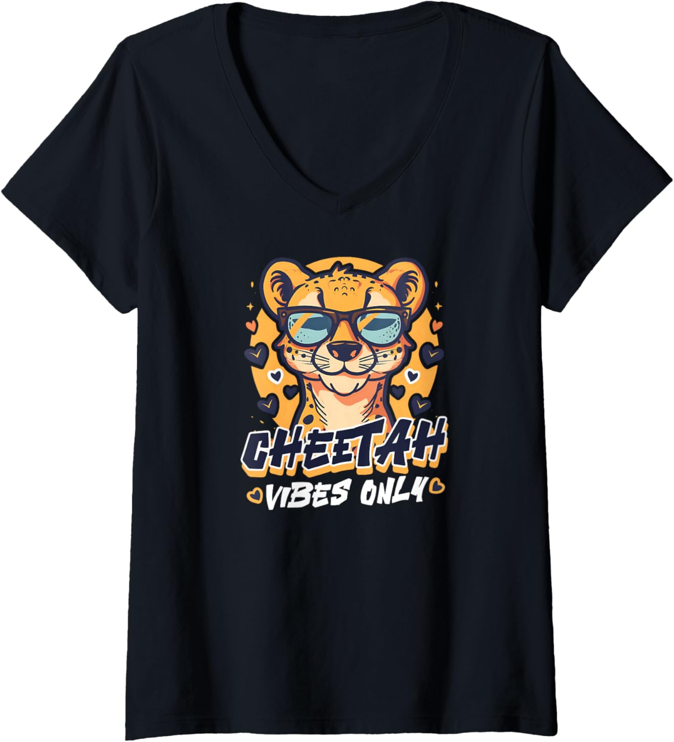 Womens Cheetah Print Cheetah Vibes Only V Neck Apparel Streetwear Style Fan Favorite