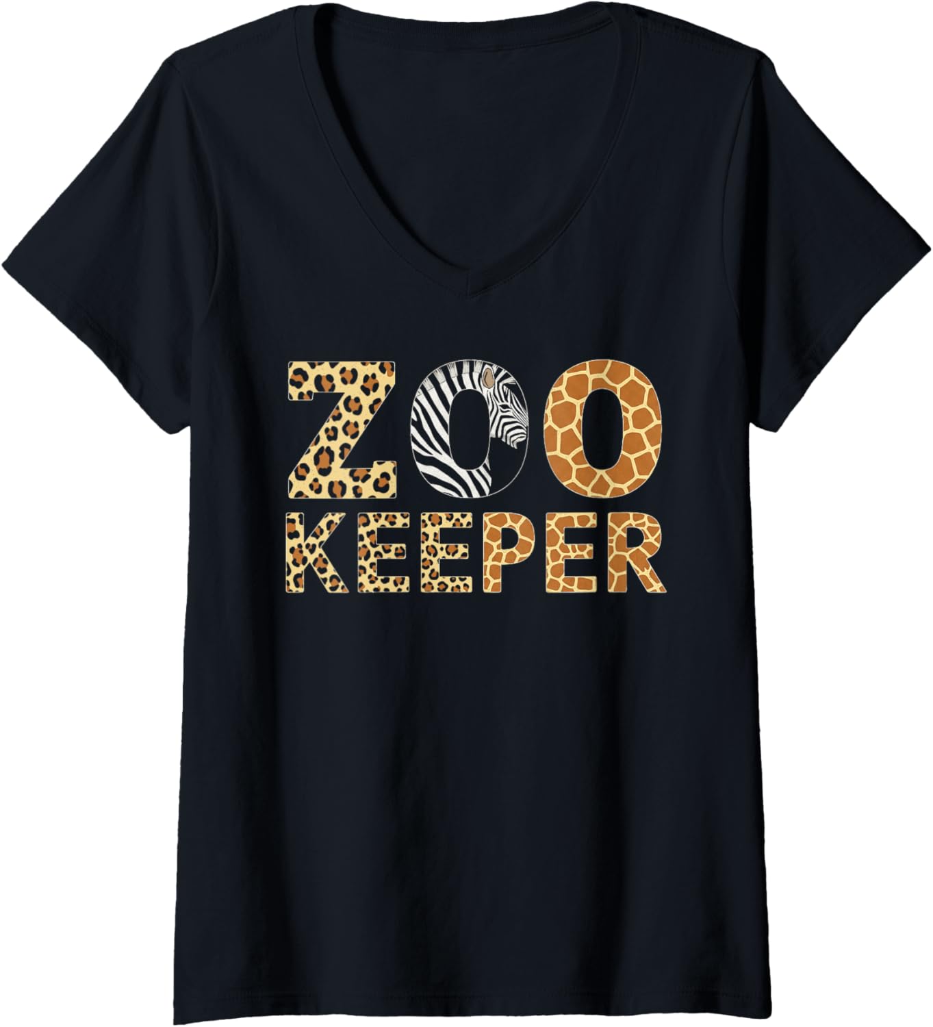 Womens Zookeeper Animal Print Shirt Zoo Keeper costume for BoysKids V Neck T Shirt Trending US Hot Right Now
