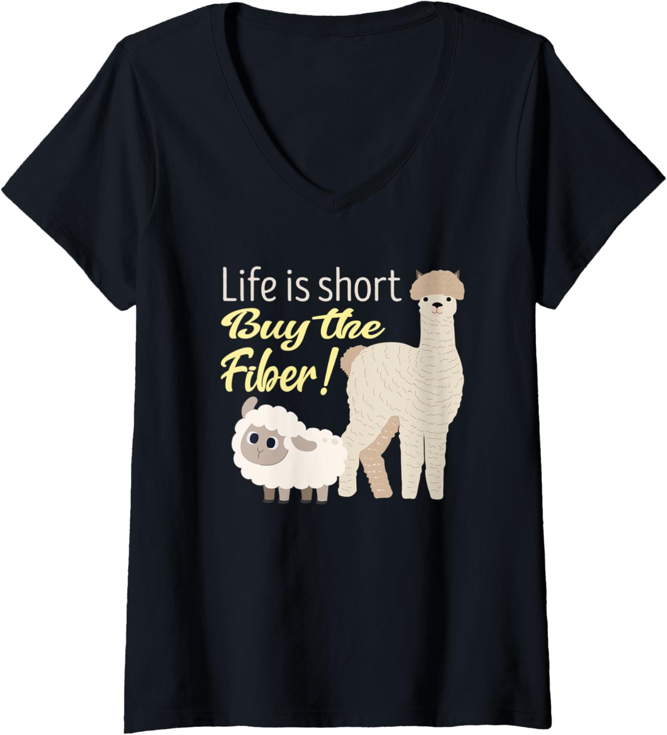 Womens Life is short Buy the Fiber! Cute Handspinner V-Neck Apparel | Trending 2025 | High CTR Title