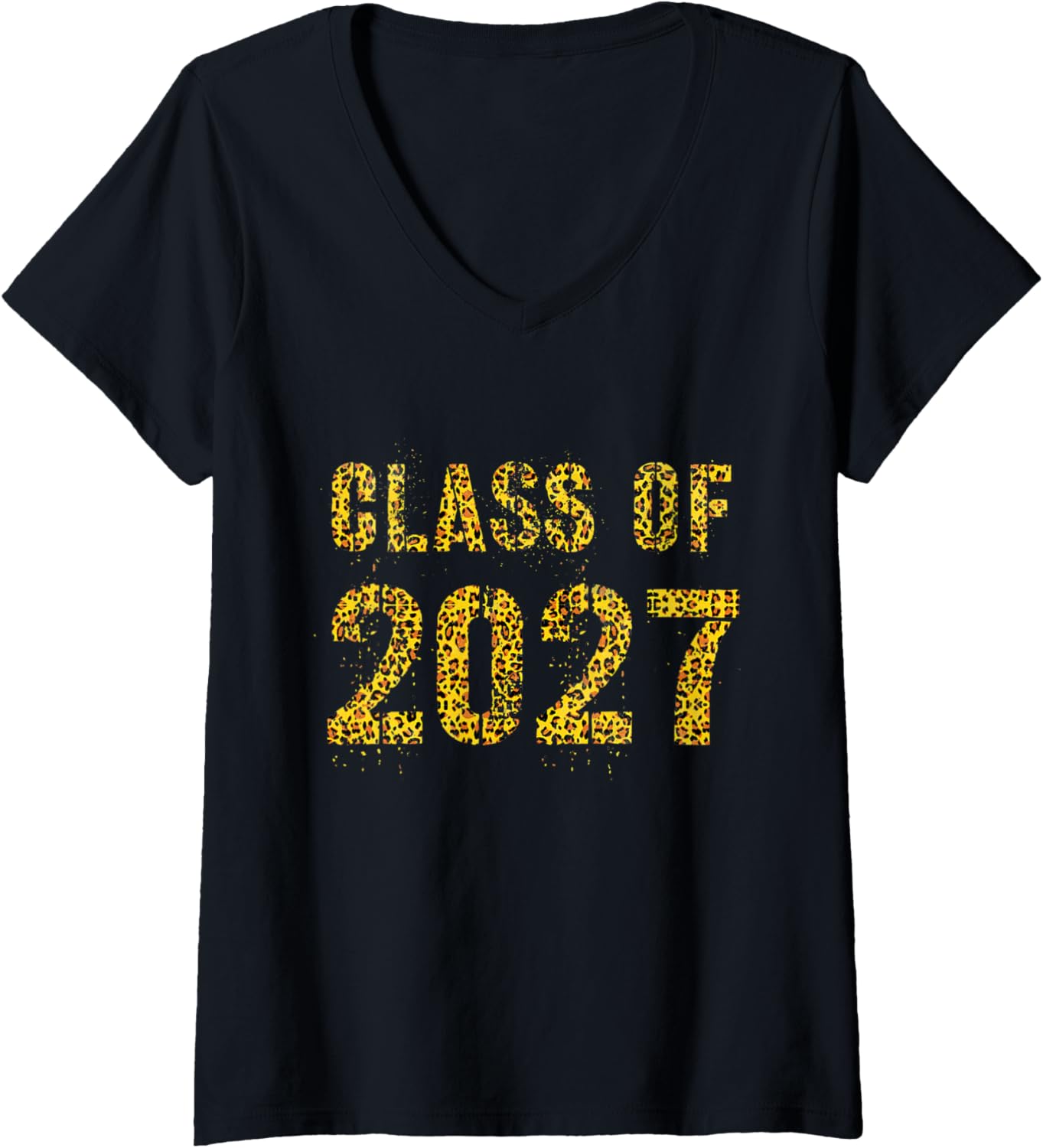Womens Future Graduation CLASS of 2027 Leopard Print 8th Gr Girl V Neck Apparel Streetwear Style Fan Favorite