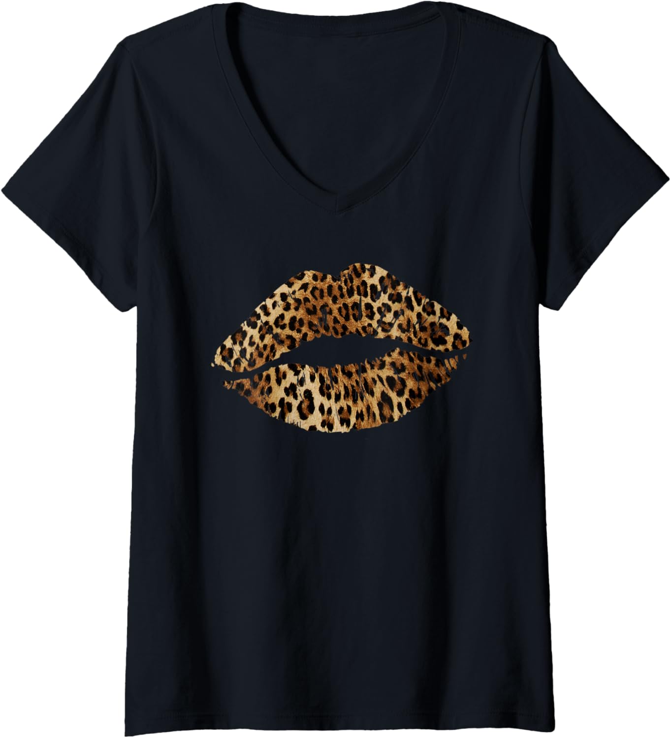 Womens Leopard Lips Trendy Kiss Mouth Women Cheetah Animal Print V Neck Apparel High Search Demand Fan Favorite