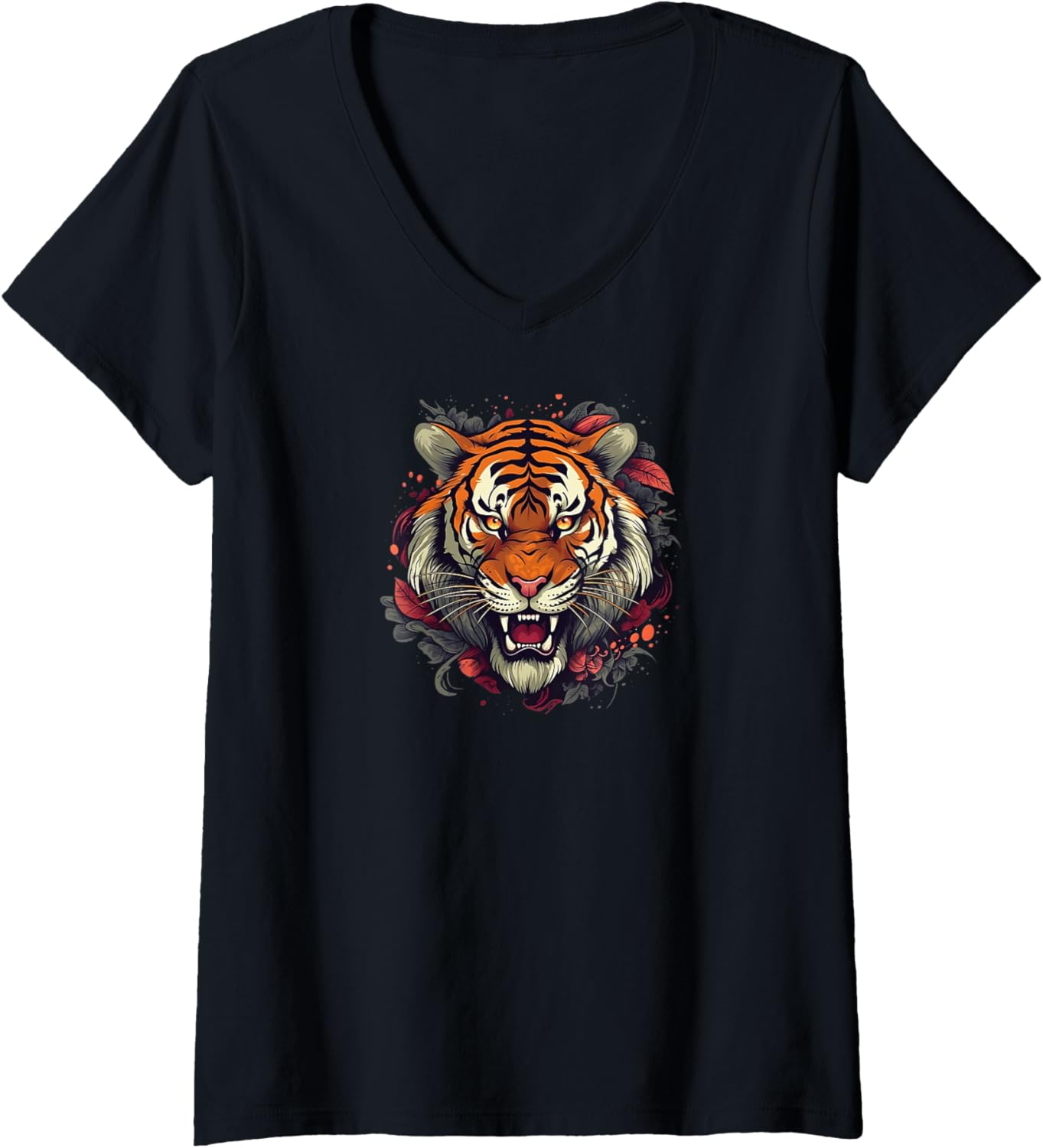 Tiger King King of the Jungle Cheetah Tiger Face V Neck Apparel High Search Demand Hot Right Now