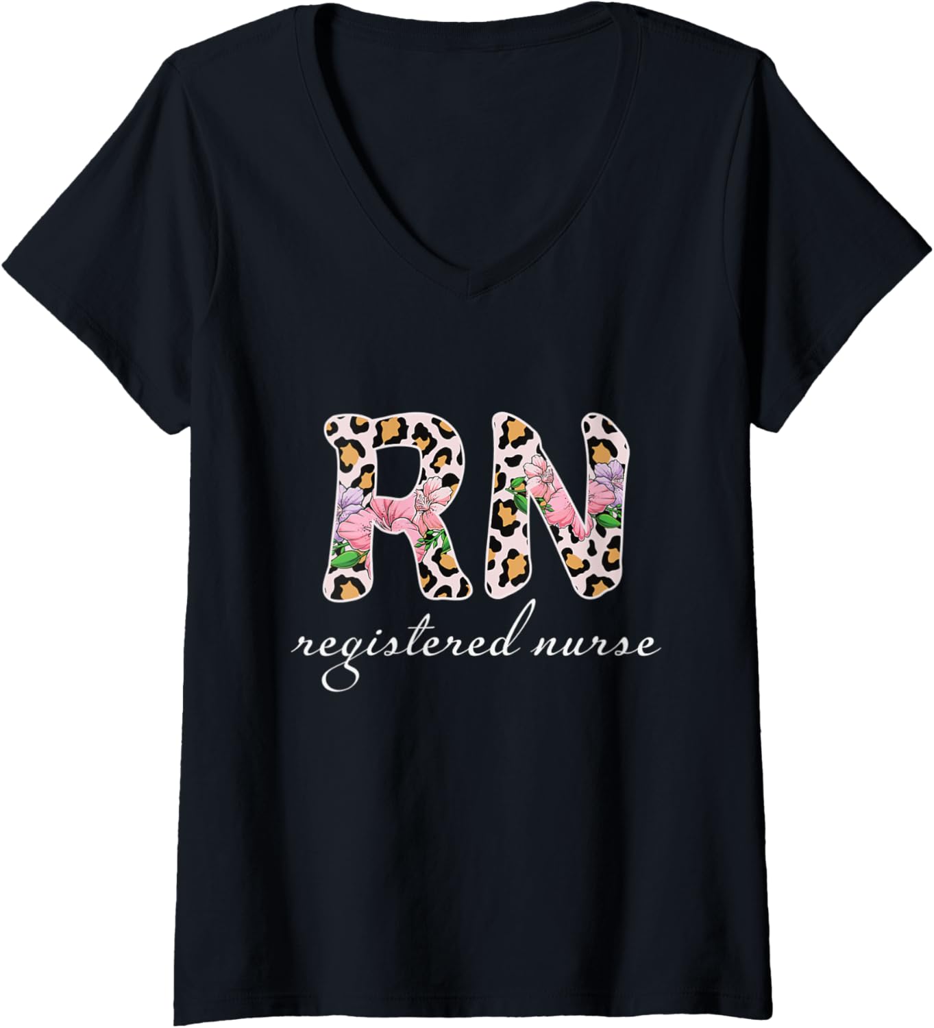 Womens Registered Nurse RN Colorful Leopard Cheetah Print V Neck Apparel Viral TikTok Find Best Seller Look