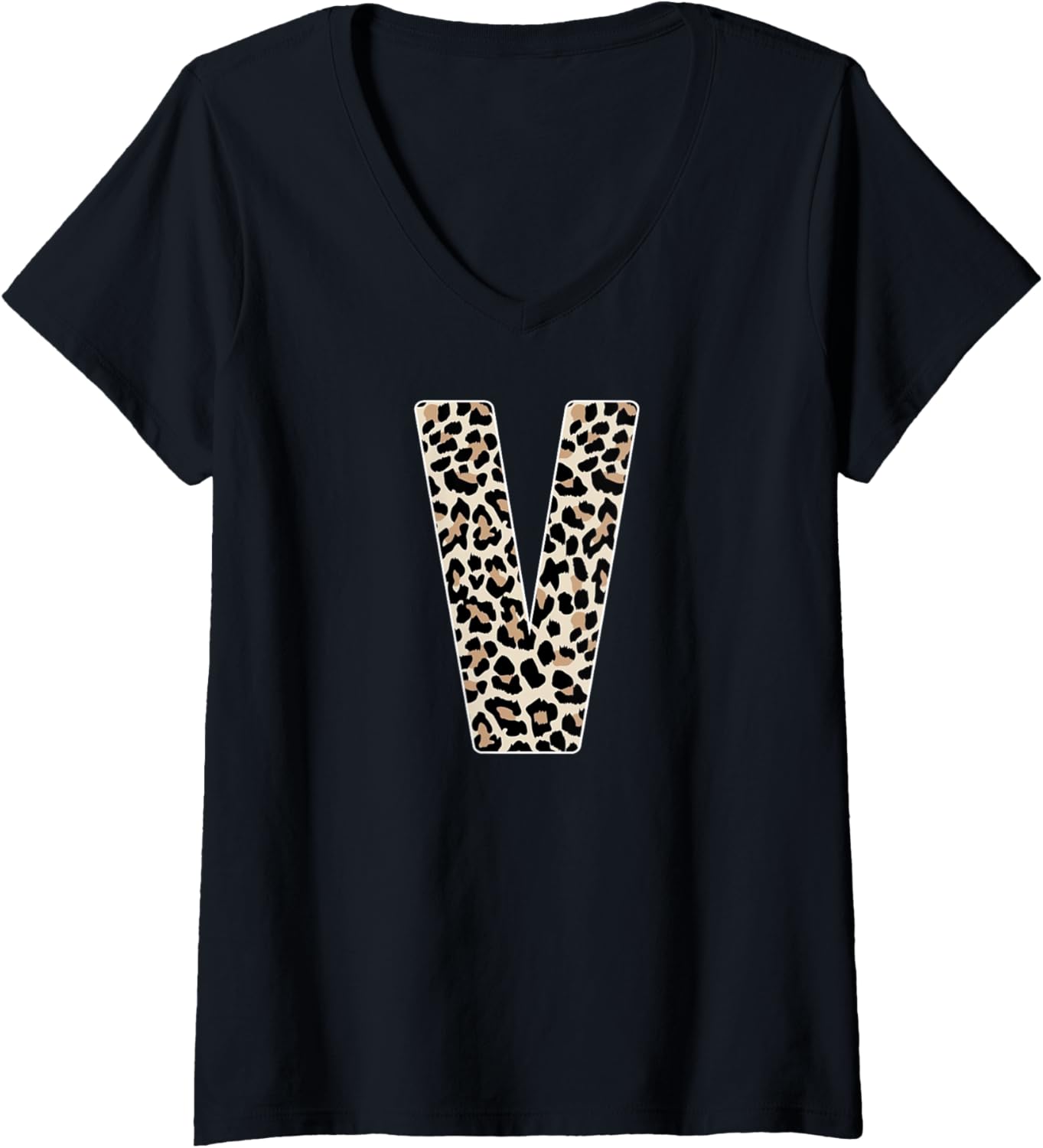 Womens Leopard Print Cheetah Print Animal Print Letter V Cat V Neck Apparel Viral TikTok Find Everyday Wear