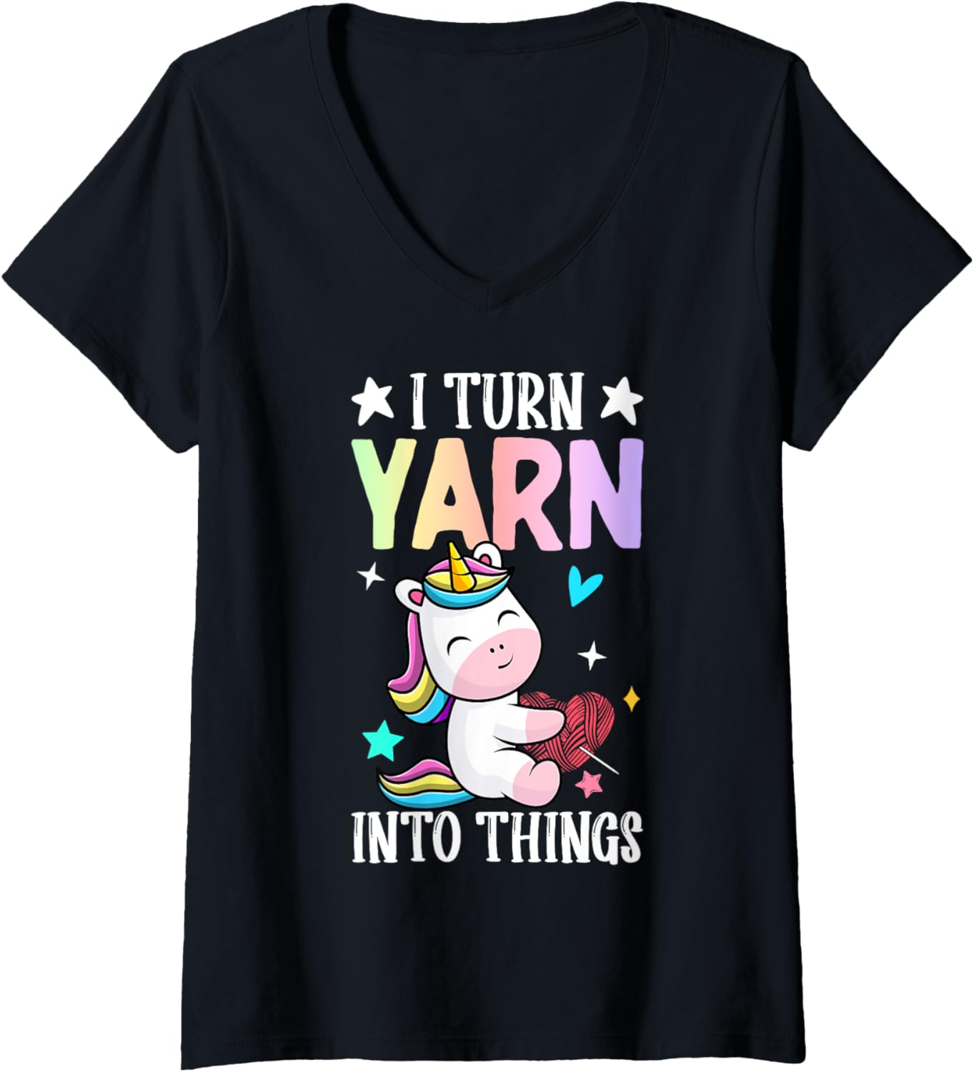 I Turn Yarn Into Things Crocheting Crocheter Yarn Lover V-Neck Yarn Supply | Top Rated | Best Seller Choice