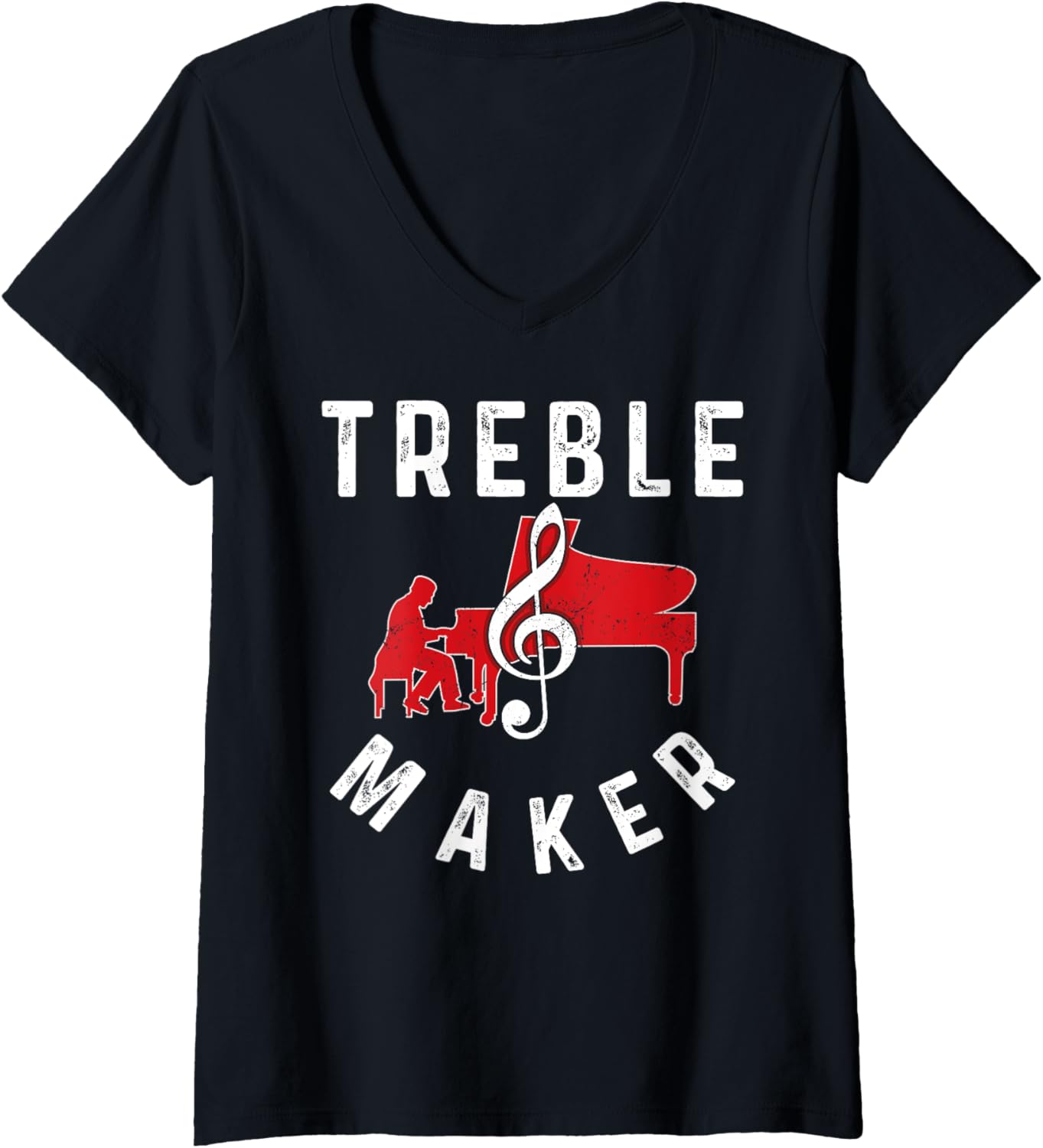 Womens Piano Teacher Pianist Vintage Treble Maker Treble Maker V-Neck Apparel | High Search Volume | Aesthetic Fit