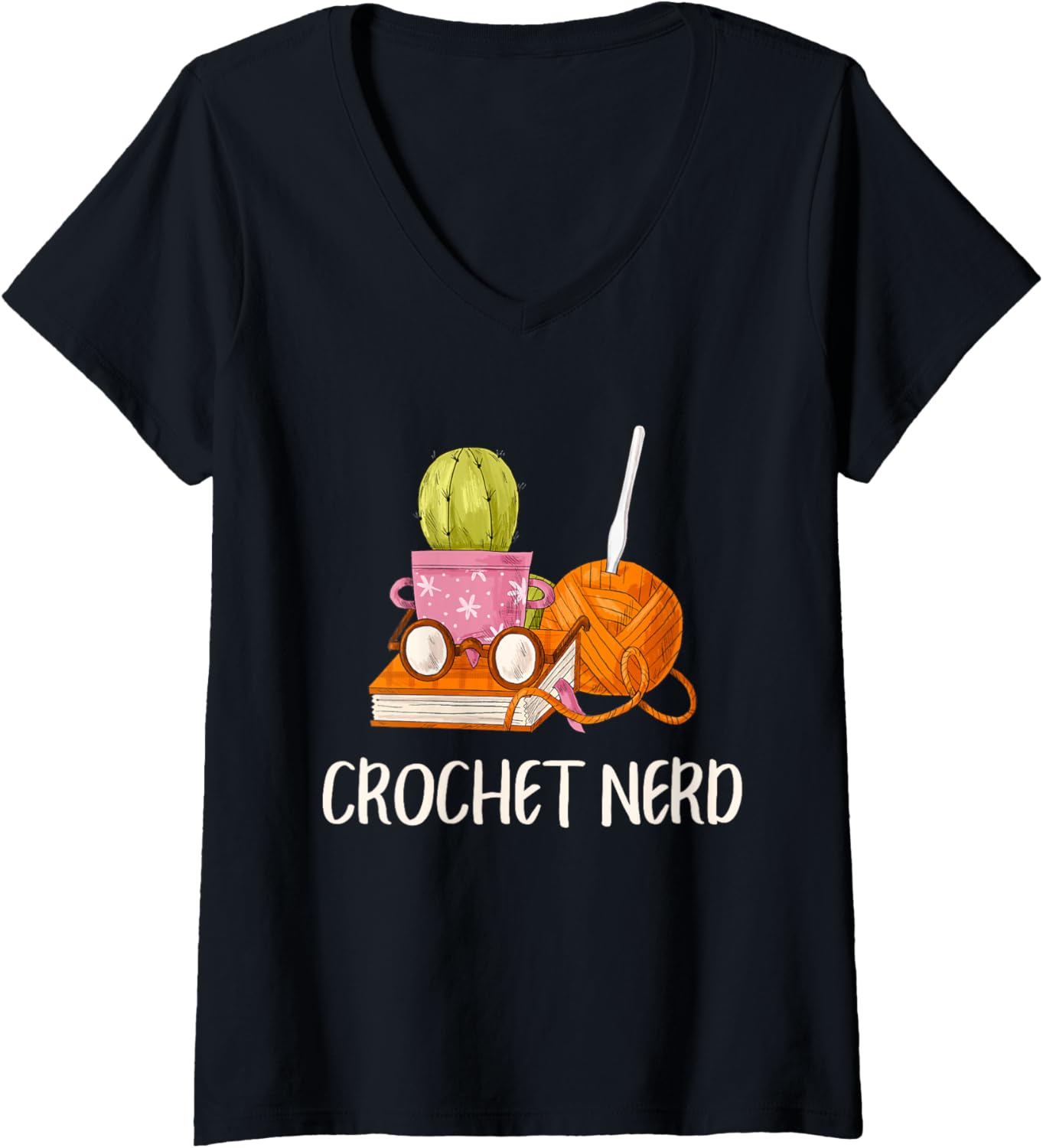 Womens Crochet Nerd Funny Grandma Mom Crocheting Yarn Lover V-Neck Yarn Supply | Viral US Pick | Customer Favorite
