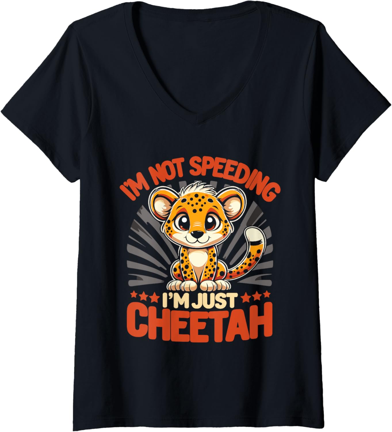 Womens Safari Leopard Cheetah I m Just A Cheetah V Neck Apparel Viral TikTok Find Hot Right Now