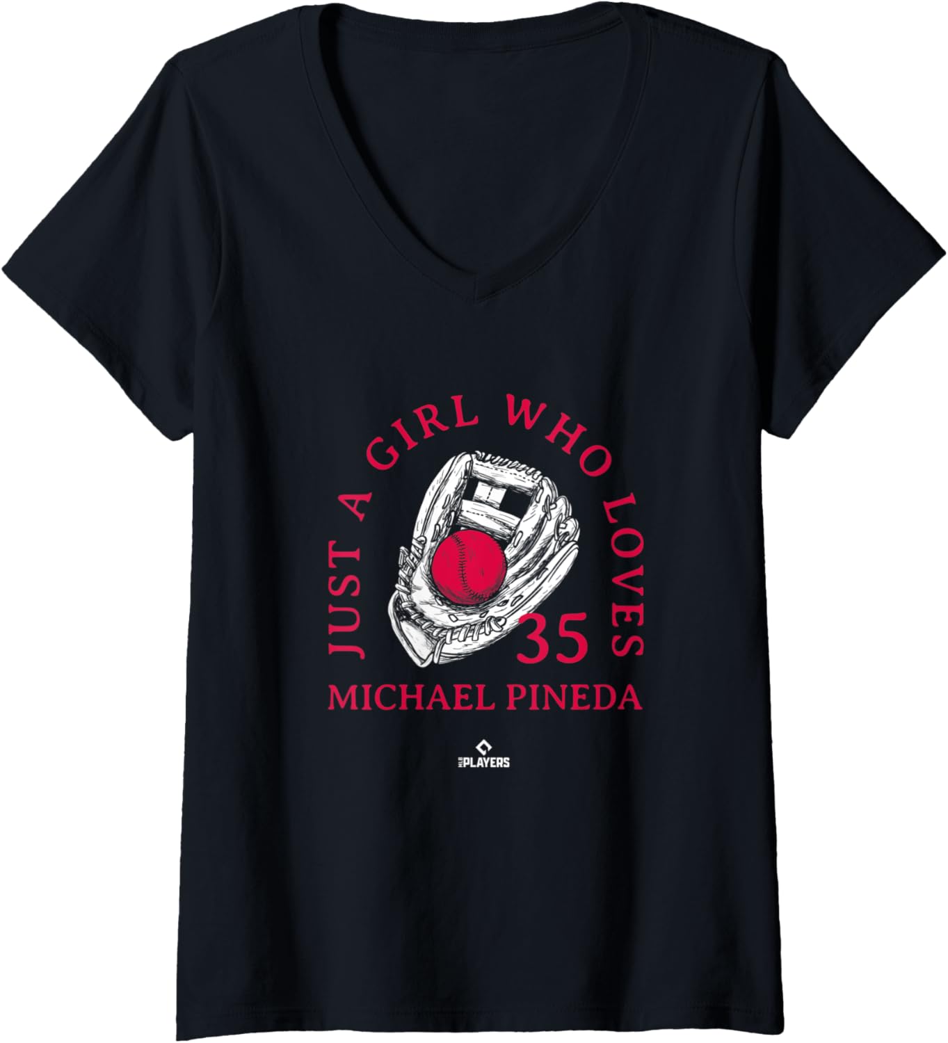 Womens A Girl Who Loves Michael Pineda Minnesota MLBPA V-Neck Apparel | Viral Streetwear Style