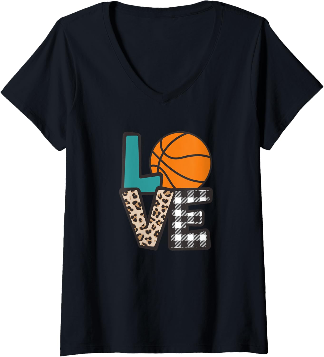 Womens Girls Basketball Love Cheetah Leopard Print Sports Mom Play V Neck Apparel Premium Print Best Seller Look