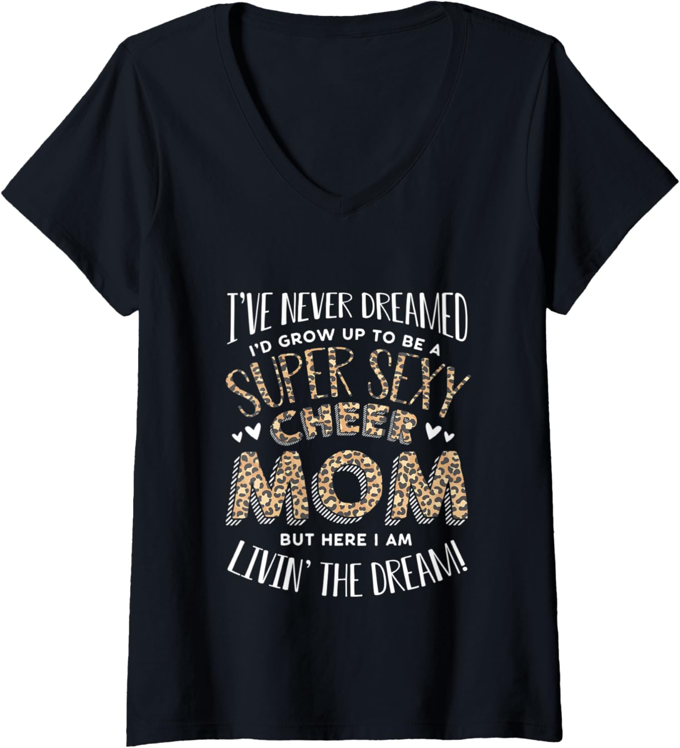 Womens Funny Cheerleading Women Leopard Cheetah Print Cheer Mom V Neck Apparel High Search Demand Fan Favorite