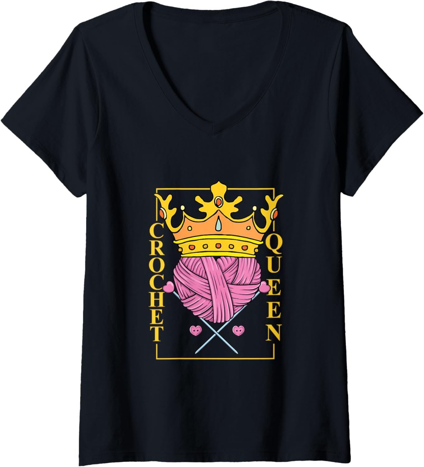 Crochet Queen Yarn Knitting Crocheting Crocheter Knitter V-Neck Yarn Supply | Premium Quality | Perfect for Crafters