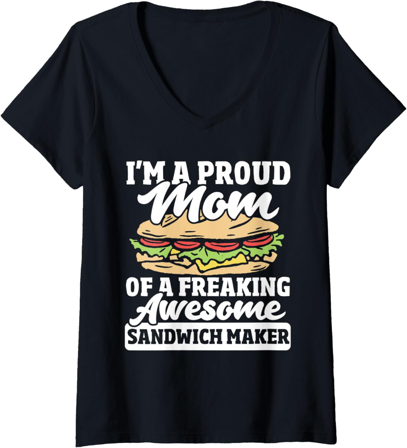 Womens Sandwich Maker Mom - Funny Sandwich Master Sandwich Maker V-Neck Apparel | Best Seller Pick | Comfort Daily Wear