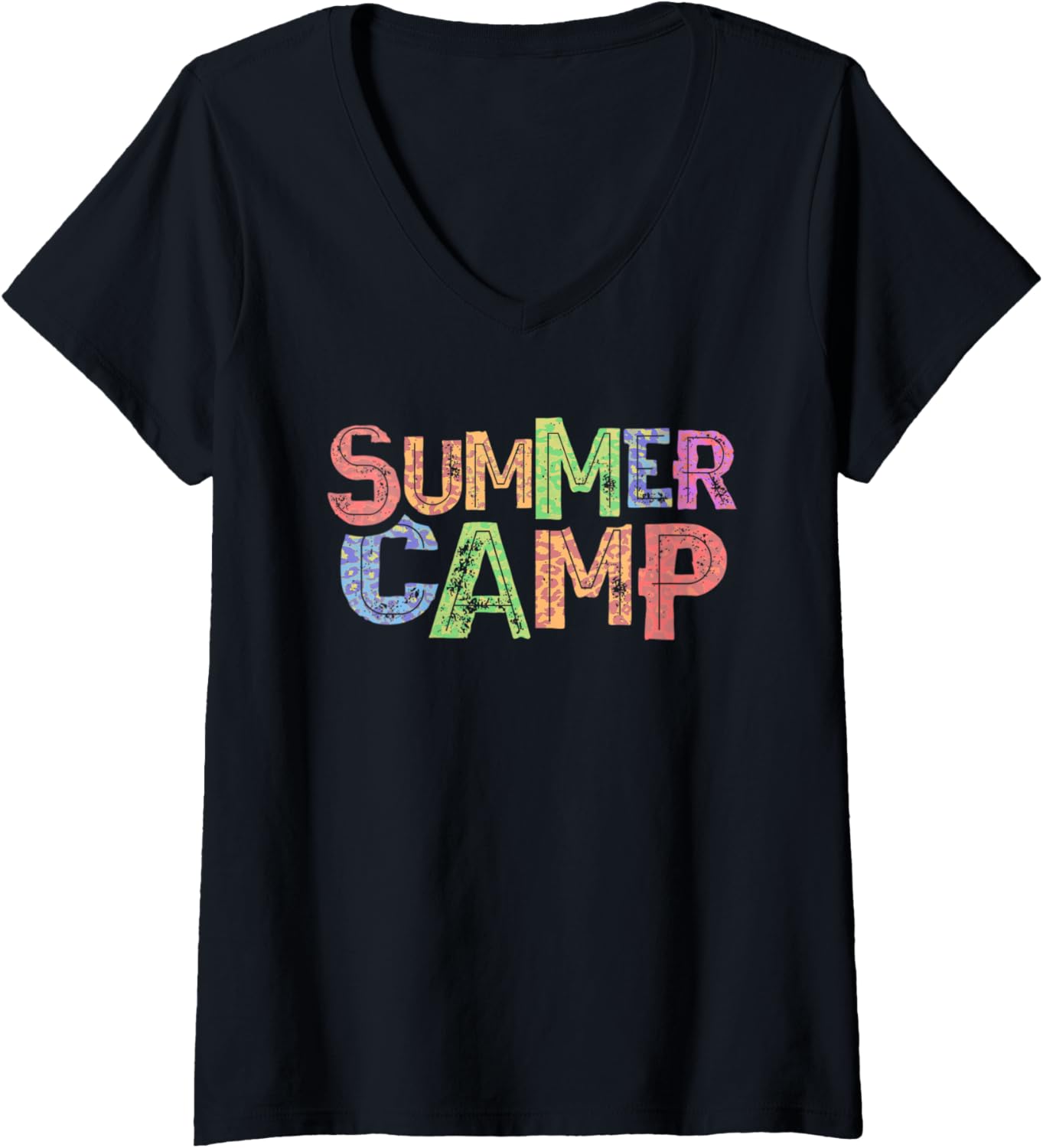 Womens Funny SUMMER CAMP Leopard Print Host Summer Counselor V Neck Apparel Streetwear Style Best Seller Look
