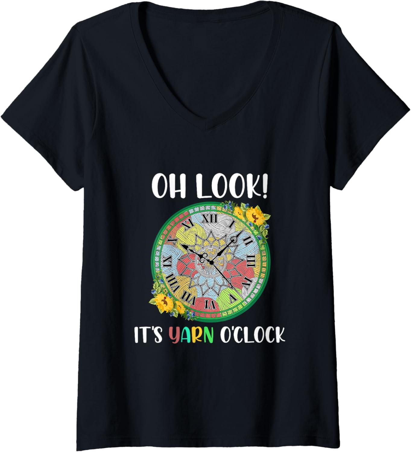 Womens Oh Look It's Yarn O'Clock Funny Crochet And Knitting Yarn V-Neck Yarn Supply | Viral US Pick | Customer Favorite