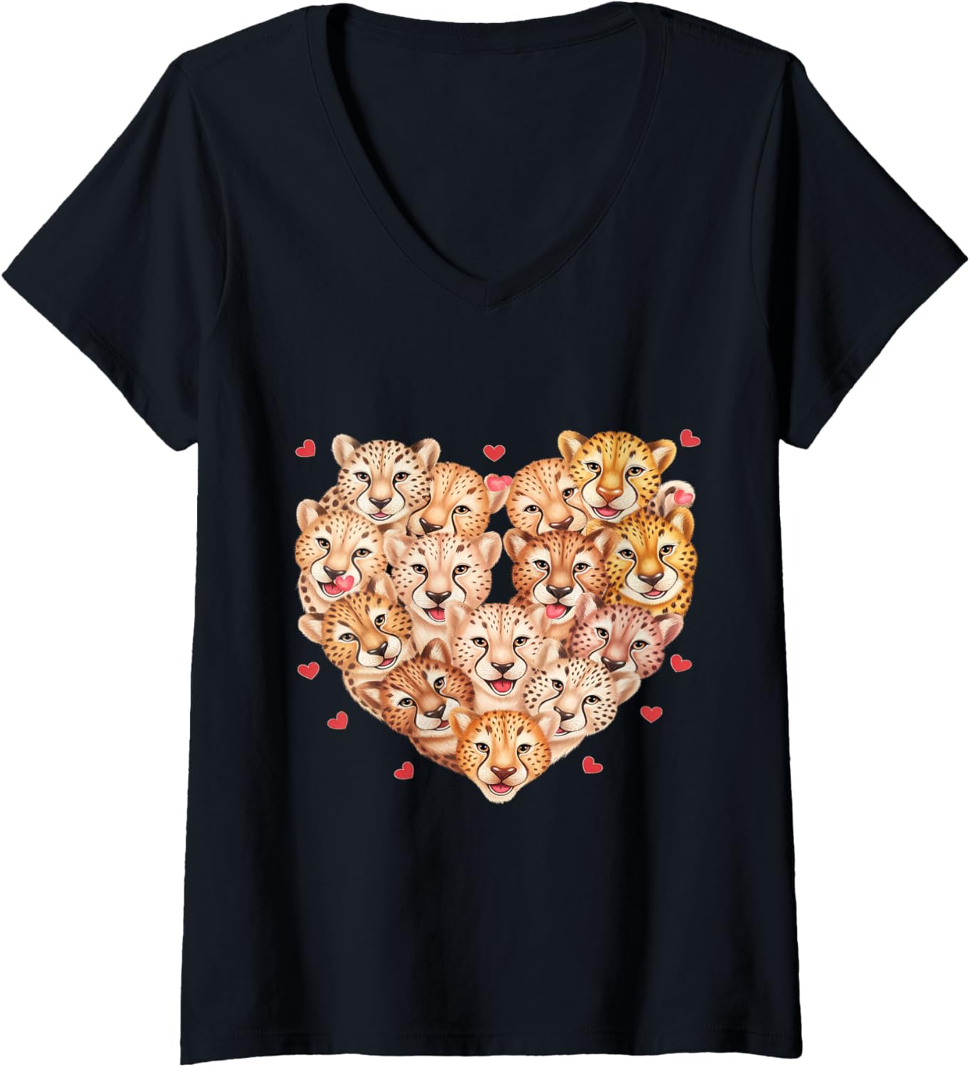 Womens Cheetah Heart V Neck Apparel High Search Demand Best Seller Look