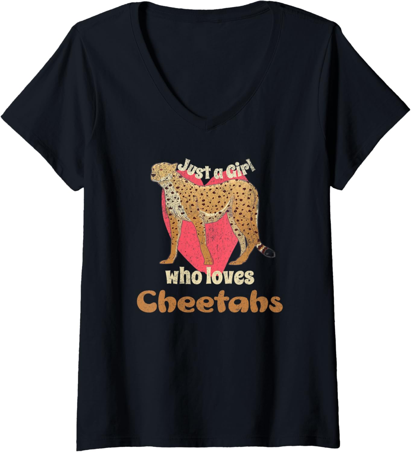 Womens Just A Girl Who Loves Cheetahs Womens Leopard Print Cheetah V Neck Apparel Trending US Fan Favorite