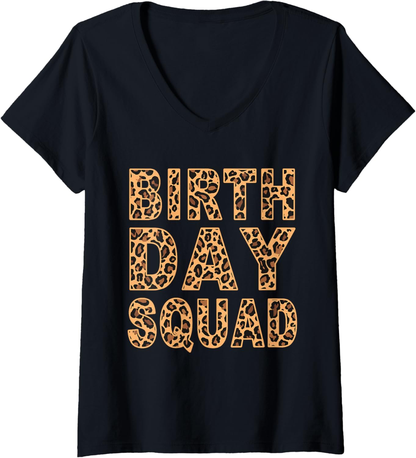 Womens Leopard Print Pattern Cheetah Matching Birthday Squad Gift V Neck Apparel High Search Demand Everyday Wear