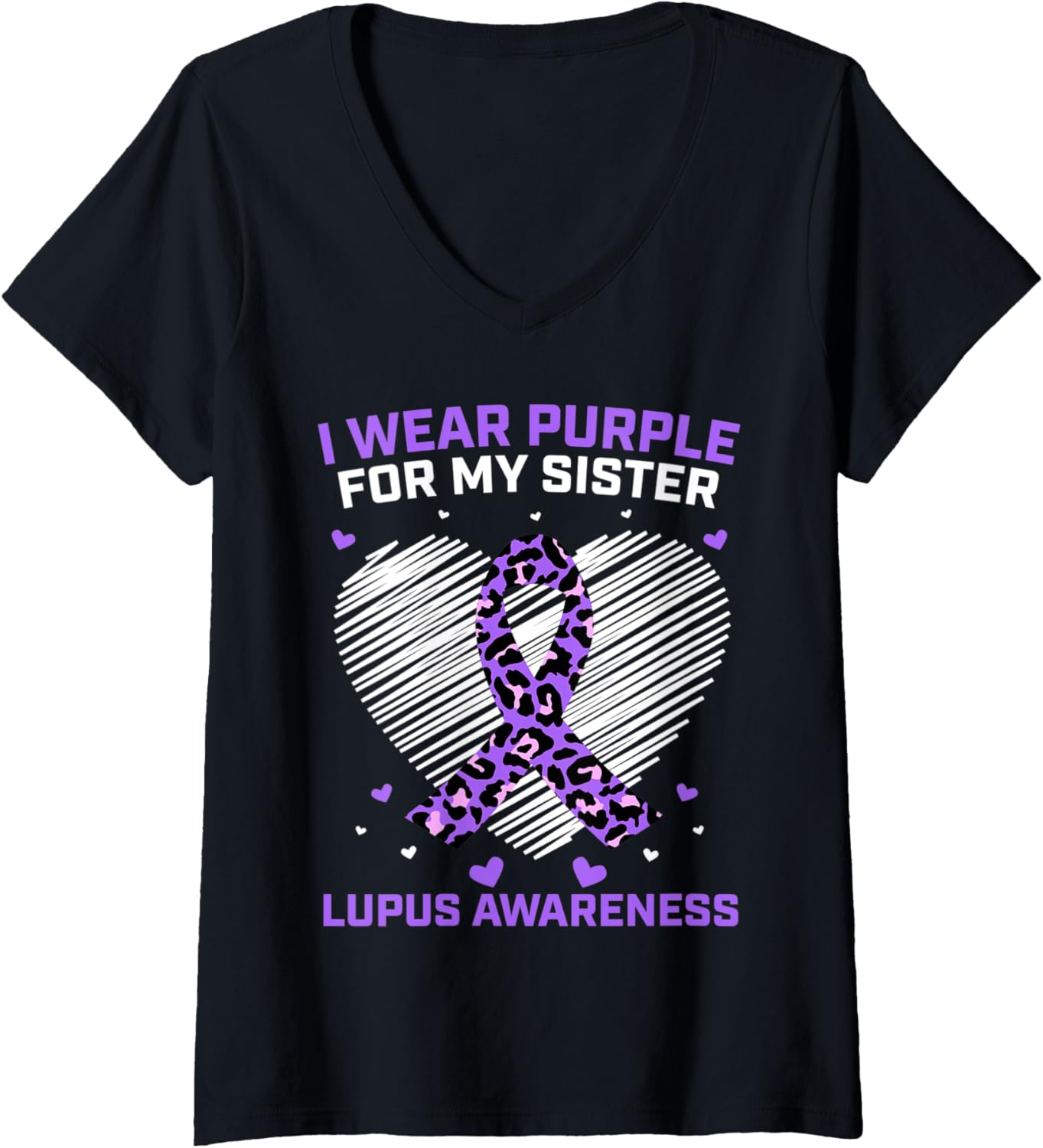Womens I Wear Purple For My Sister Lupus Awareness Cheetah Print V Neck Apparel Viral TikTok Find Best Seller Look