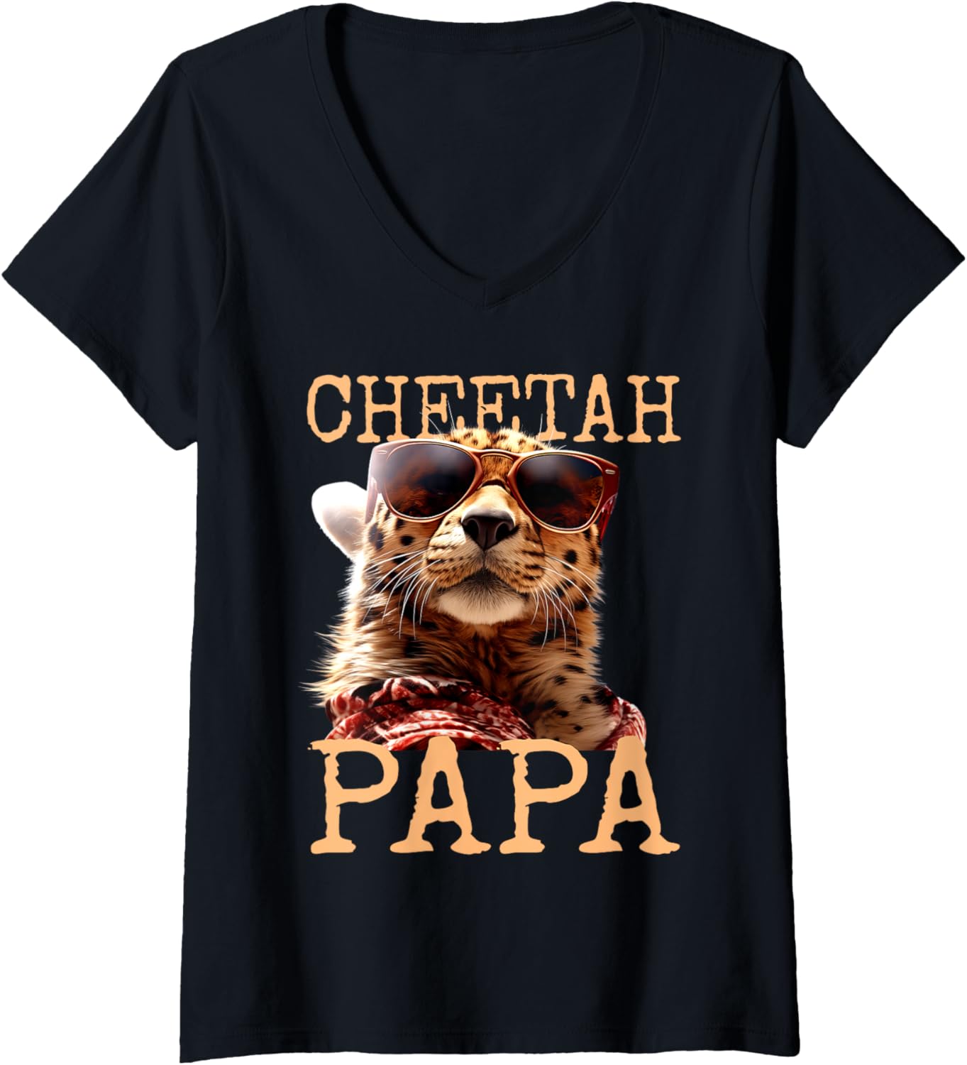 Womens Cheetah Papa Daddy Fathers Day Wild Cat Dad Cheetahs Father V Neck Apparel High Search Demand Fan Favorite