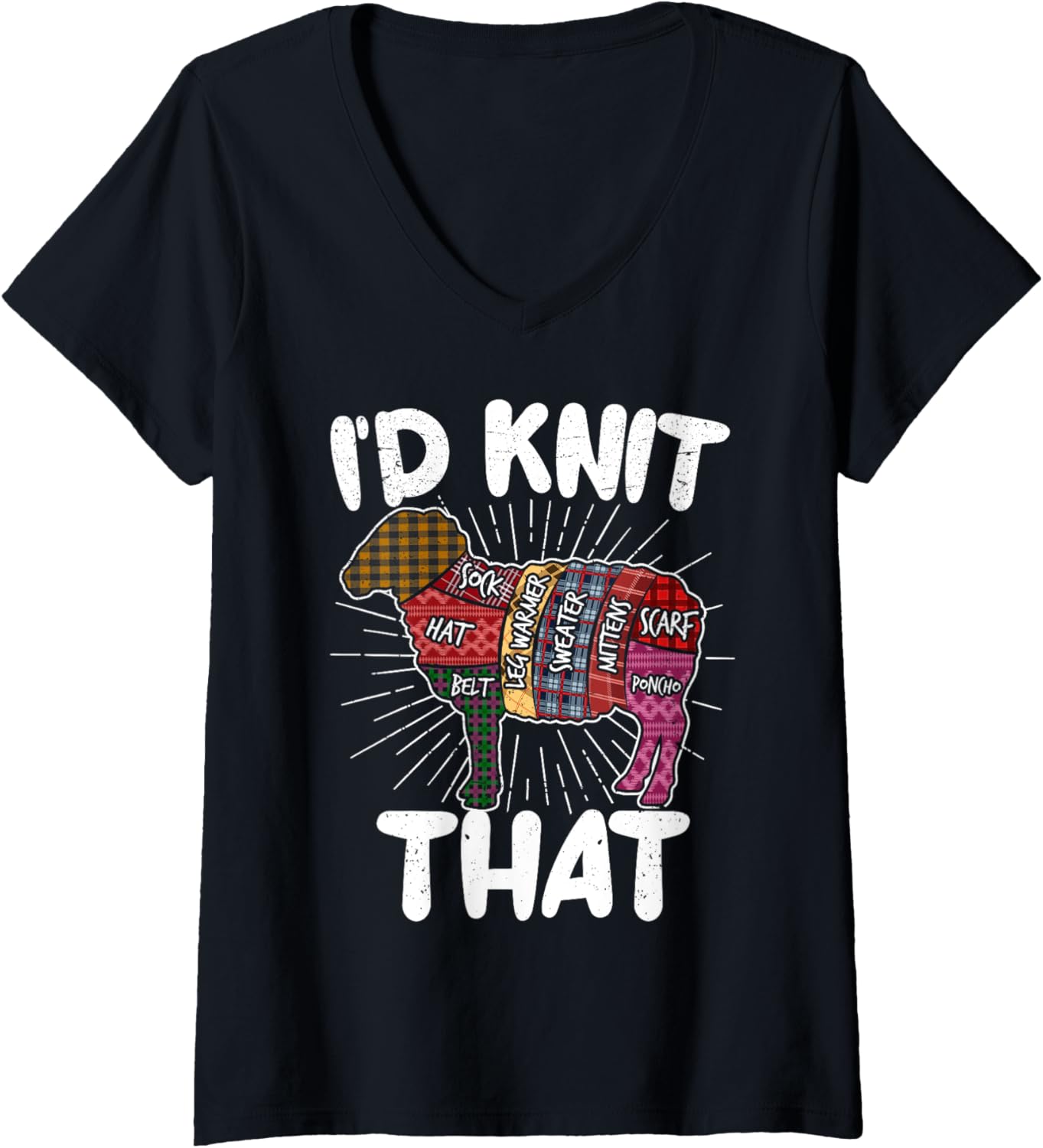 I'd Knit that Funny Knitting Sheep for Yarn Knitters Women V-Neck Yarn Supply | Top Rated | Best Seller Choice